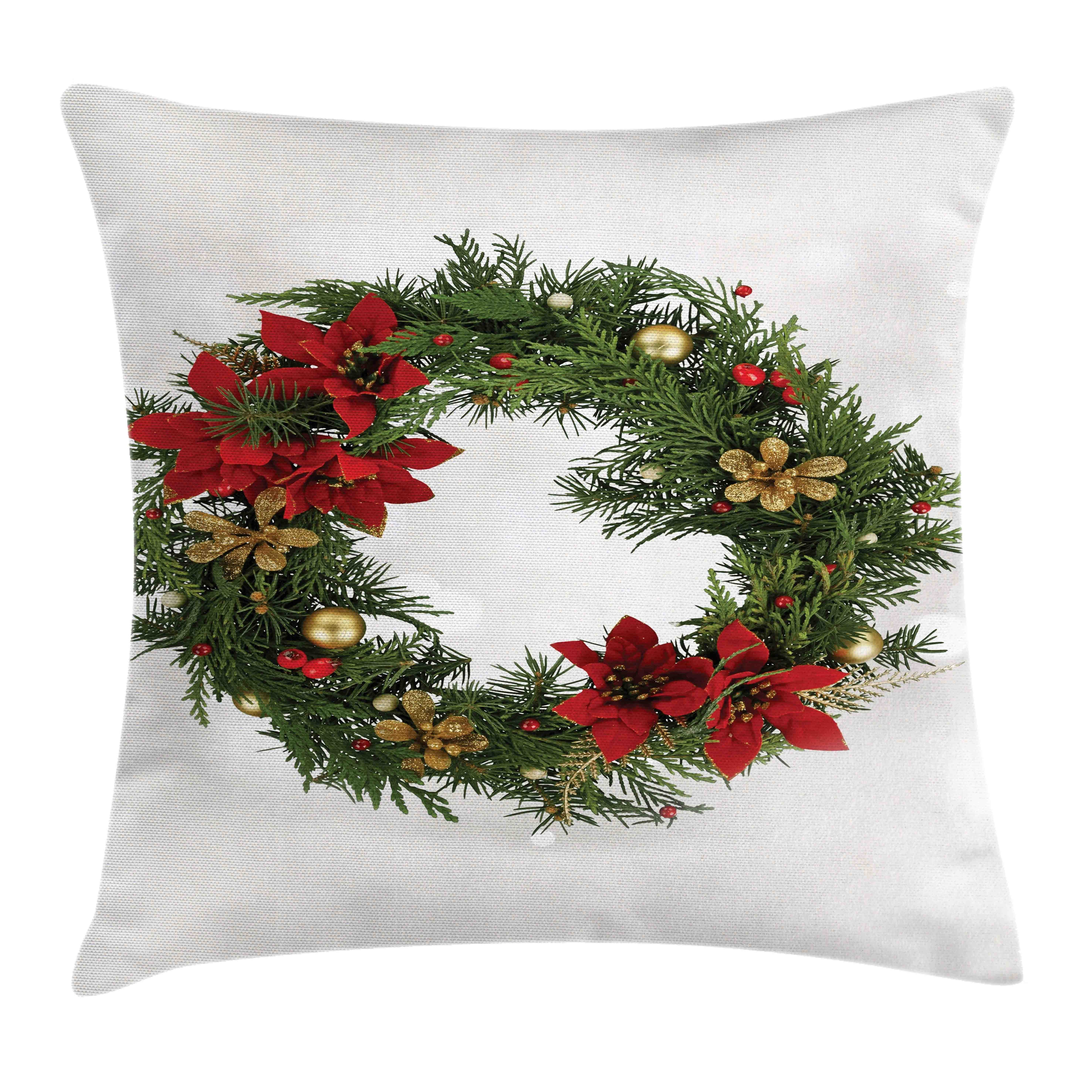 Stück), Poinsettia-Blüten Beidseitiger (1 Kissenbezüge mit Farben Weihnachten Kissenhülle Reißverschluss Abakuhaus Druck, Farbfesten