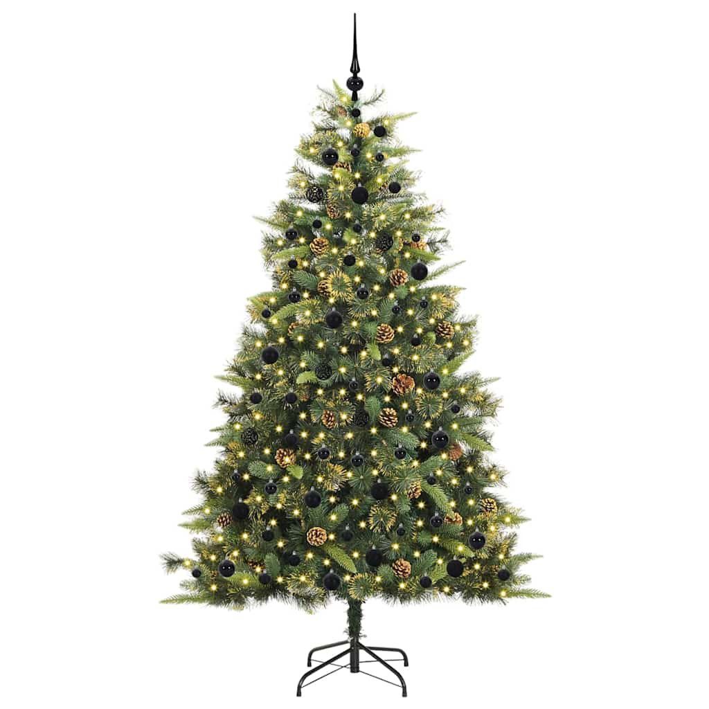vidaXL Künstlicher Weihnachtsbaum Künstlicher klappbarer Weihnachtsbaum mit Tannenzapfen 210 cm