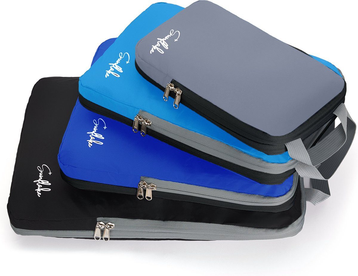 Sunflake Kofferorganizer Packwürfel Kompression 4er Set (Kompressions-Packwürfel / Kompressionswürfel, 4-tlg)