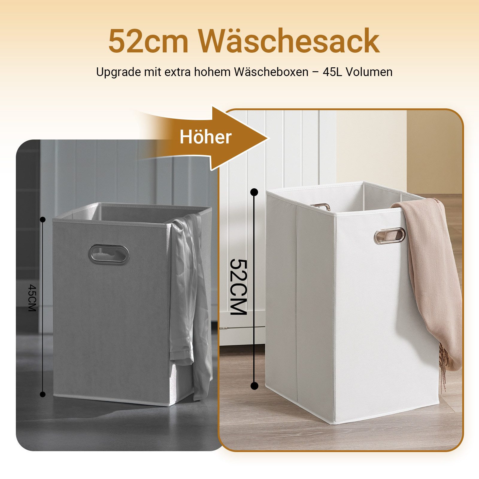 SoBuy Hochschrank BZR215, Badezimmerschrank Badschrank Aufbewahrungsschrank Badmöbel Wäscheschrank mit 2 Wäschekörben, verstellbaren Ablagen, Schublade – Bild 5 von 5