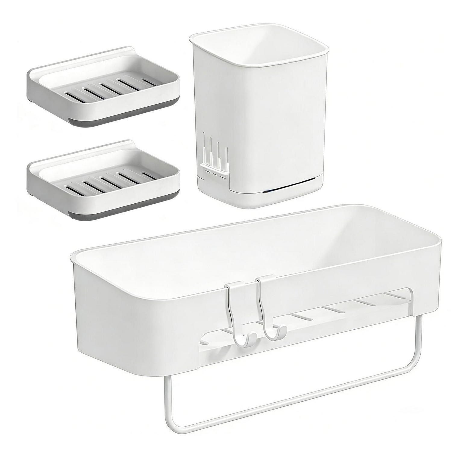 LuxusKollektion Duschablage Duschablage ohne Bohren 4in1 Set Weiß, 1-tlg.