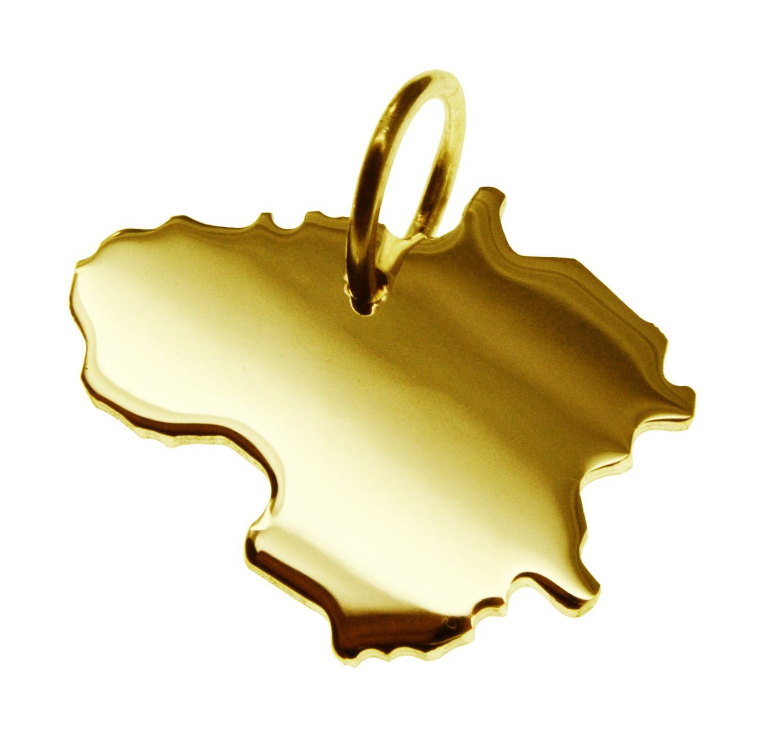 Kettenanhänger Anhänger der Landkarte Litauen in massiv 585 Gelbgold