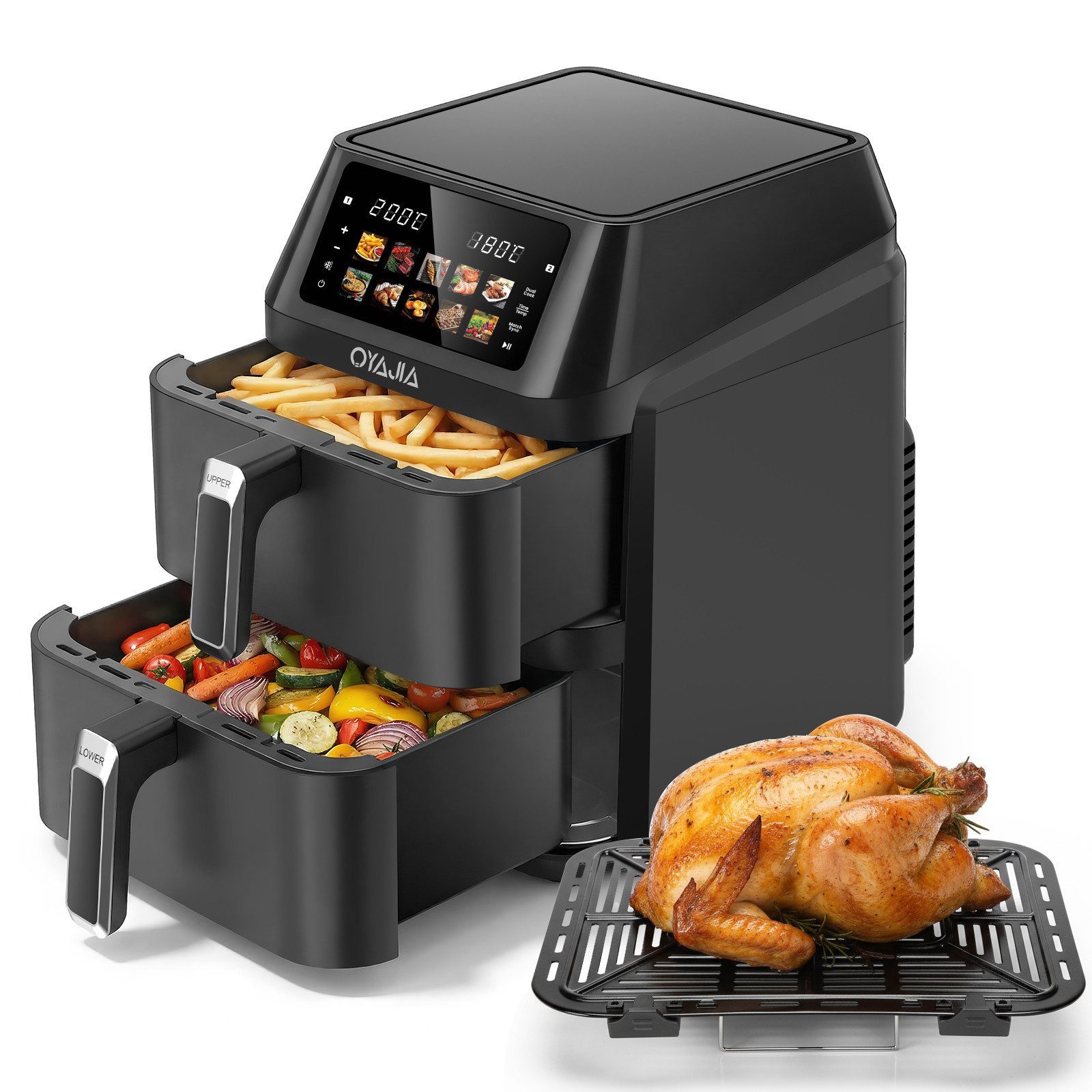 oyajia Heißluftfritteuse Airfryer XXL Dual Zone