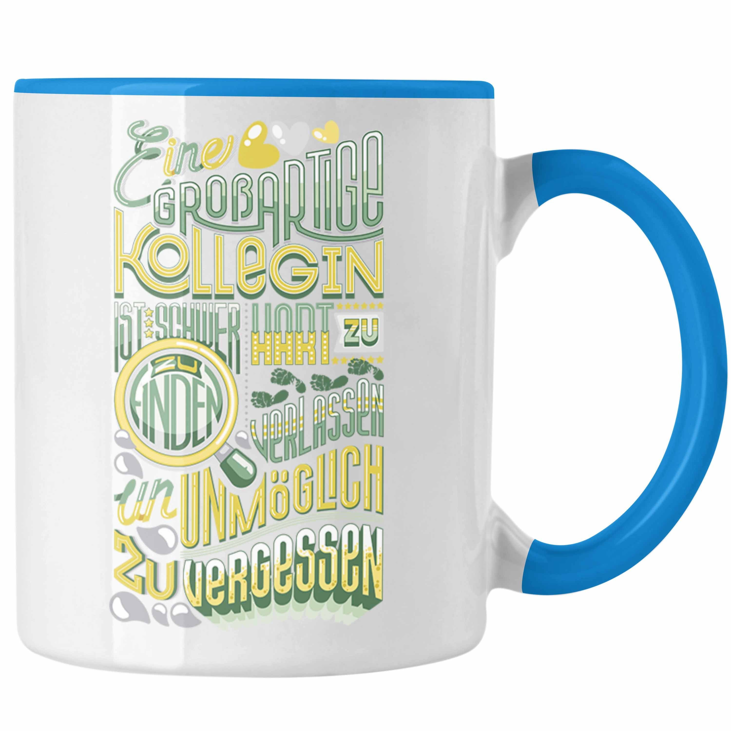 Trendation Tasse Kollegin Abschied Tasse Jobwechs Neuer Abschiedsgeschenk Blau Job Geschenk