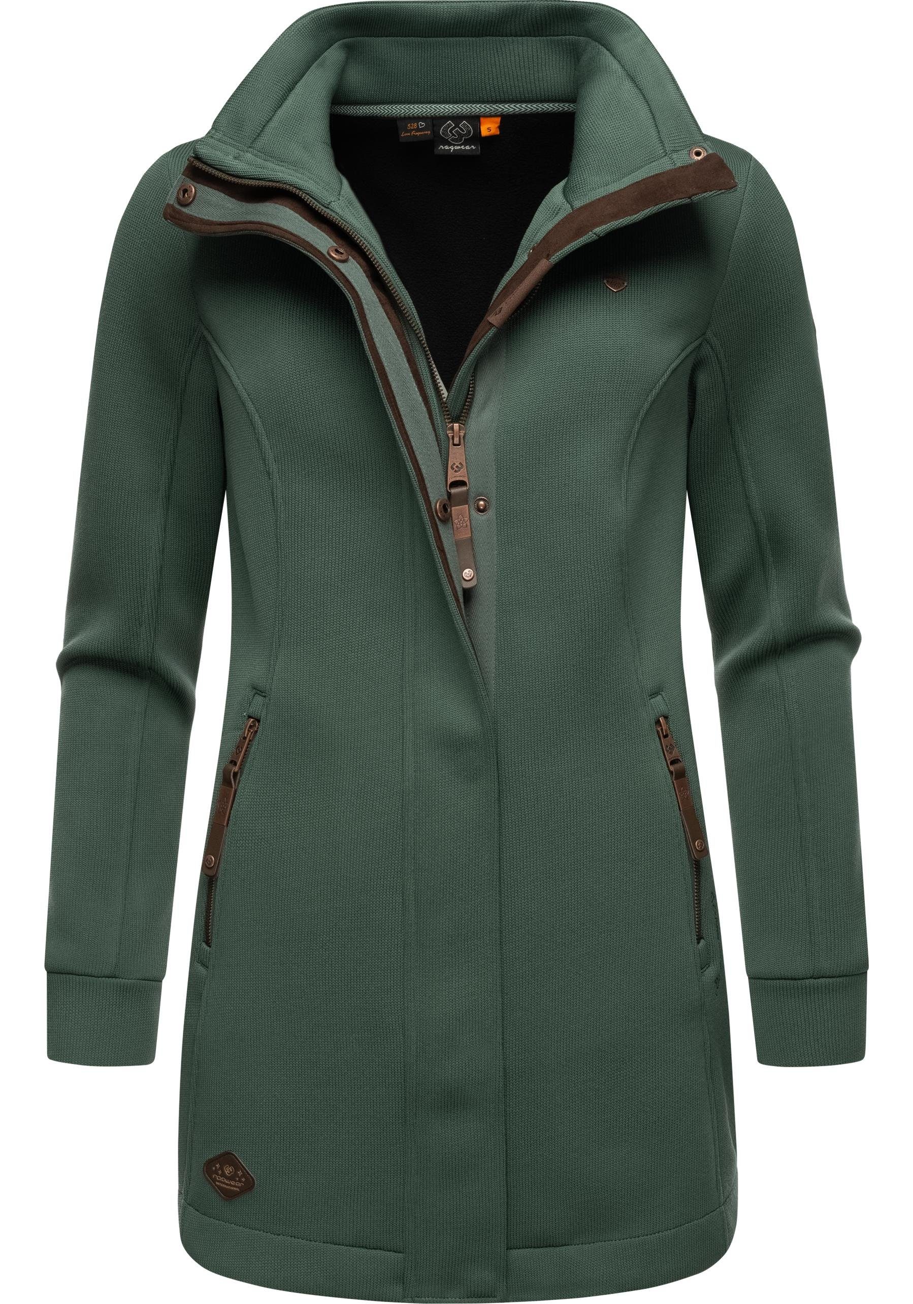 Ragwear Sweatjacke Letrice Bonded Elegante Zip-Jacke mit hohem Kragen in Feinstrickoptik