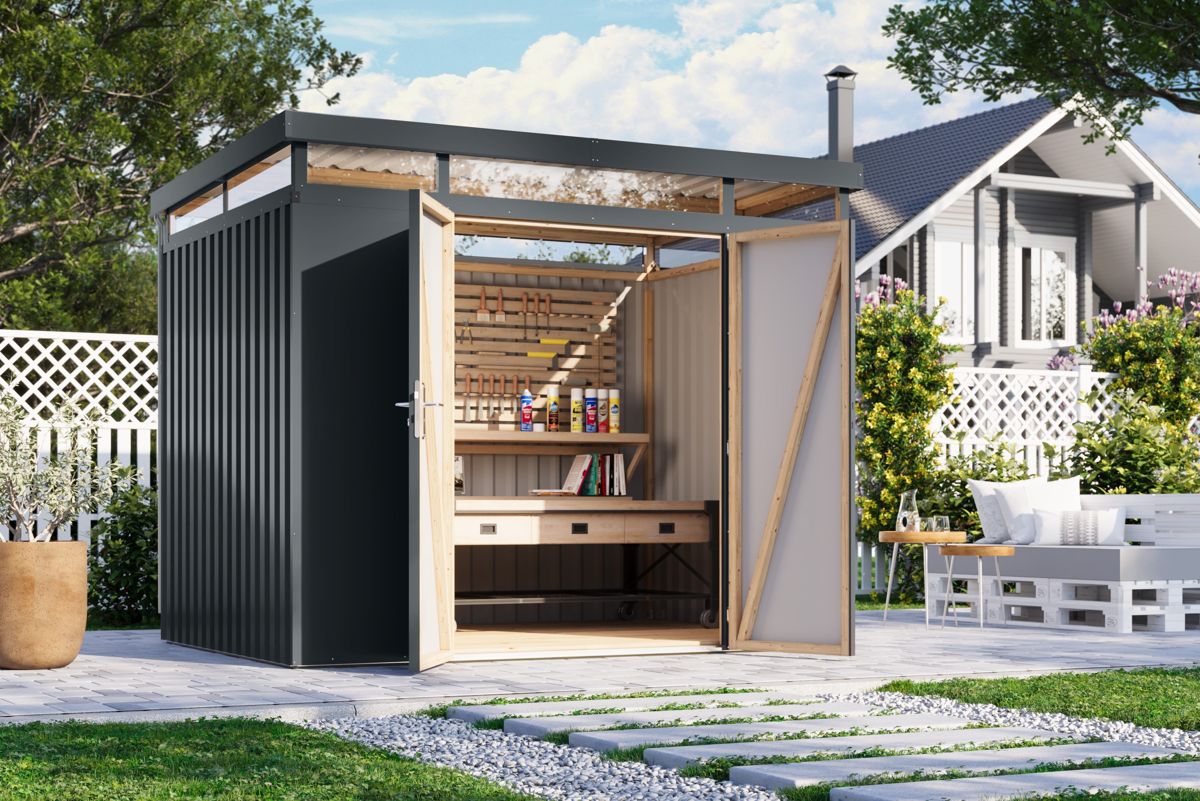 Karibu Gerätehaus Titanium 3, BxT: 290x209 cm, Made in Germany