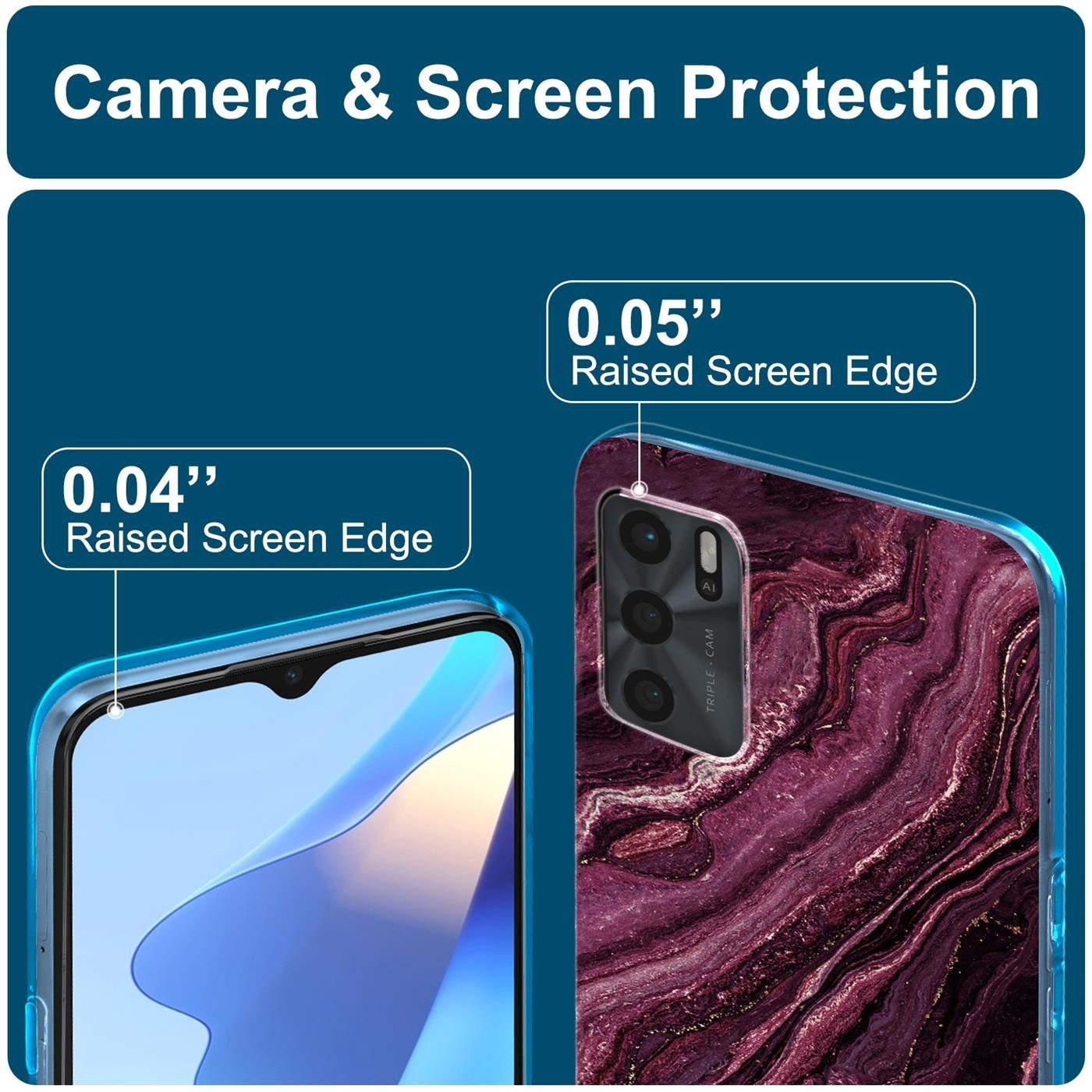 CoolGadget Handyhülle Marmor Slim Case für OPPO A16 6,52 Zoll, Hülle Dünne Silikon Schutzhülle für OPPO A16, OPPO A16s Hülle