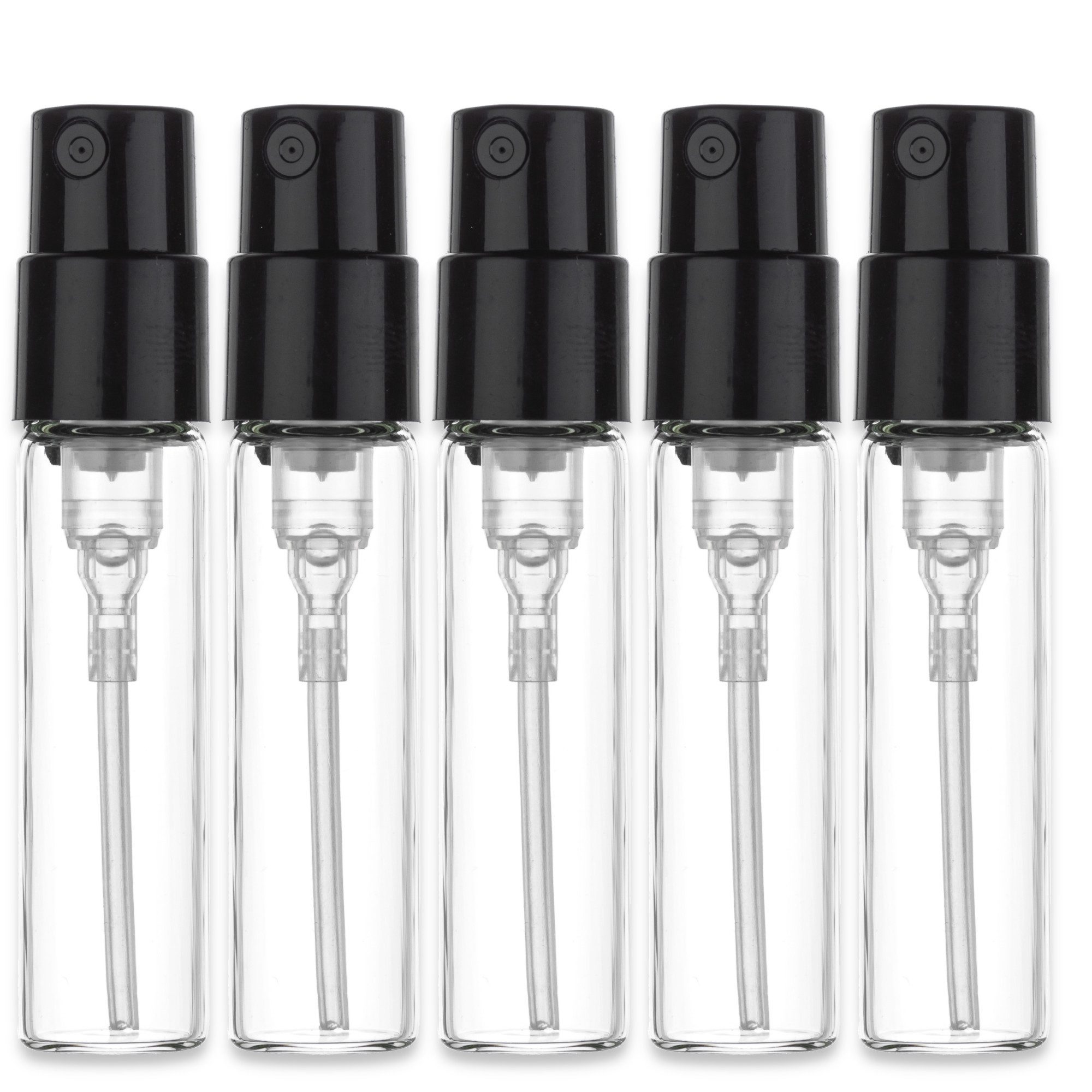 CK Verpackung GmbH Parfümzerstäuber 5x Glasfläschchen klar 2 ml mit Steckzerstäuber Sprükopf Parfümprobe (Set x5)