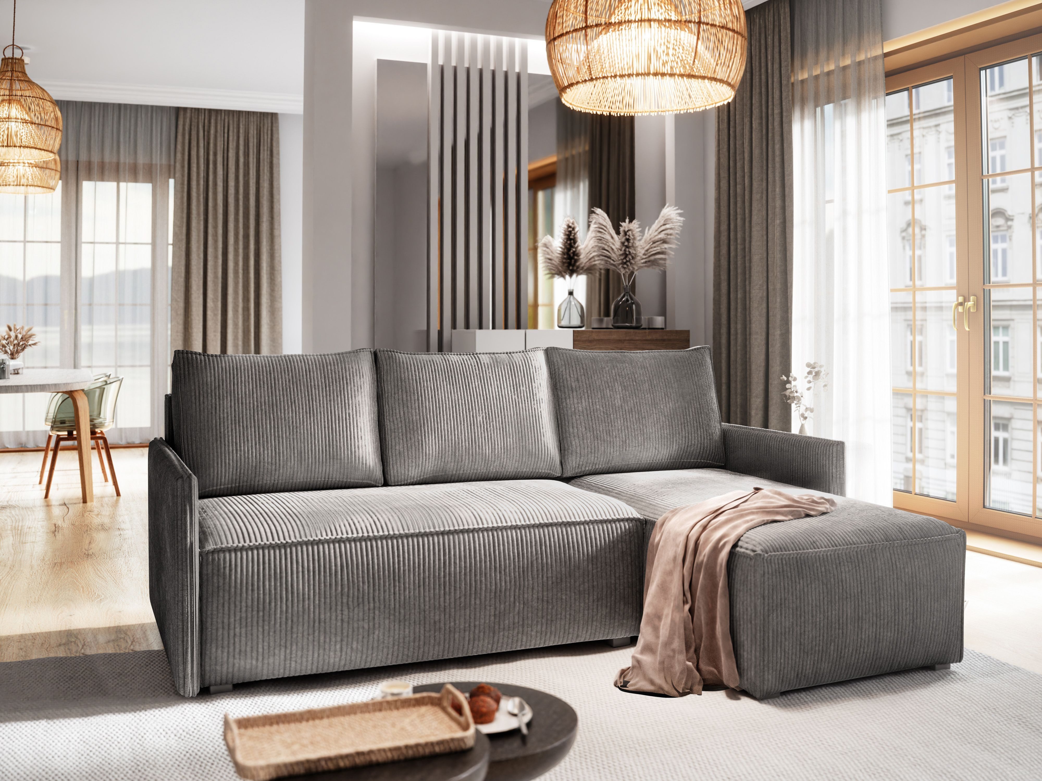Masseno Ecksofa PERUSI mit Schlaffunktion L-Form, Sofa mit Bettkasten