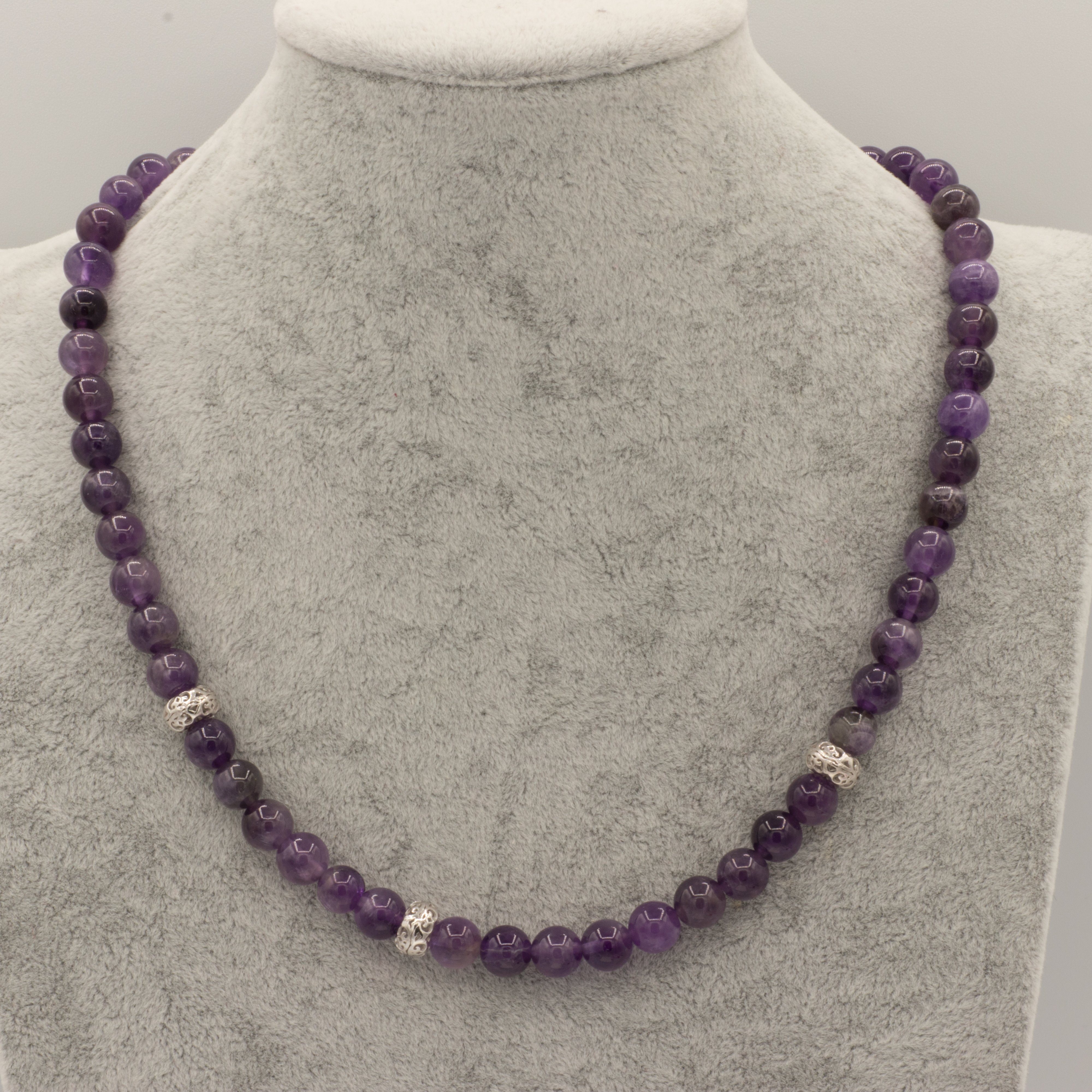 Perlenkette Kette mit Amethyst Perlen und günstig online kaufen