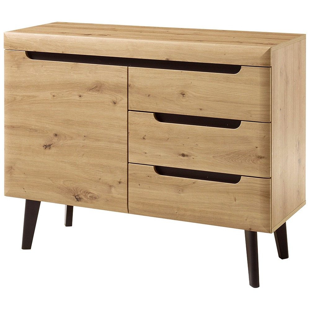 Lomadox Kommode TIROL-61, Artisan mit Schwarz 107/83/40cm