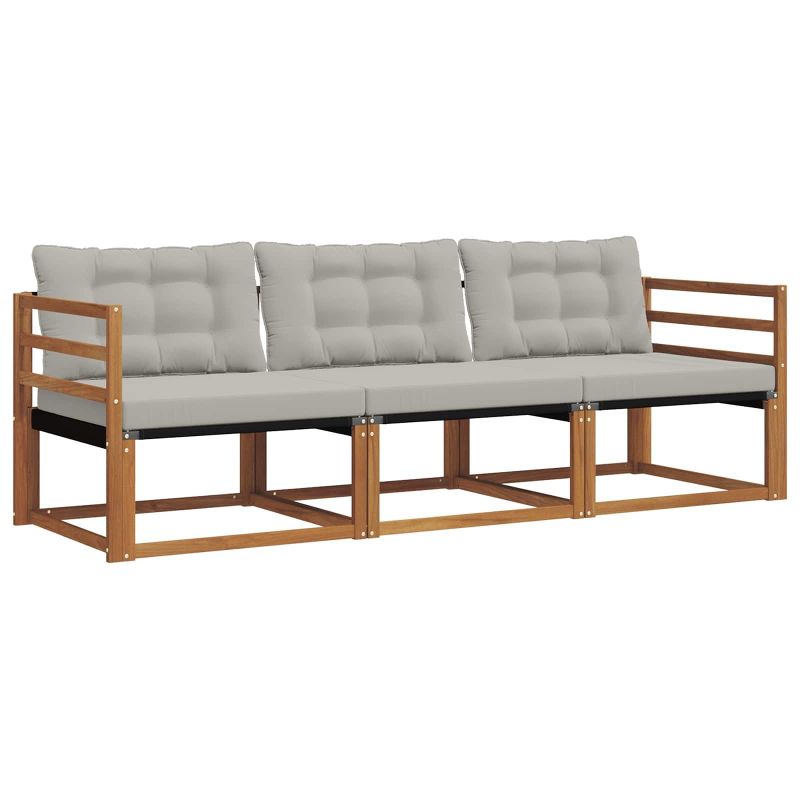 vidaXL Gartenlounge-Set Outdoor-Sofagarnitur 3 Stk. Natürlich und Hellgrau, (3-tlg)
