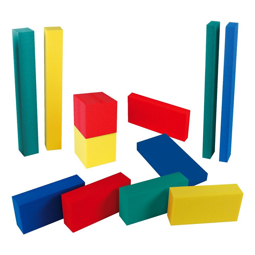 Sport-Thieme Spielbausteine Schaumstoffbausteine-Set Riesen-Bauklötze, Set aus 12 Bausteinen in 4 Formen und 4 Farben
