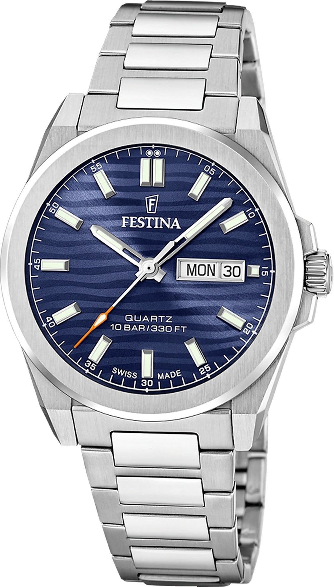 Festina Quarzuhr Festina Herrenuhr Swiss Made Armbanduhr, (Analoguhr), Herren Armbanduhr rund, Edelstahlarmband silber, Elegant