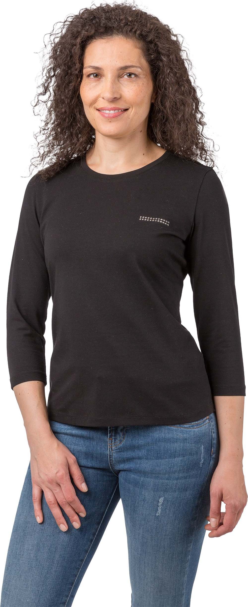 Estefania for woman 3/4-Arm-Shirt 186-1148 Basic-Shirt mit Rundhalsausschnitt kleiner Strassbesatz
