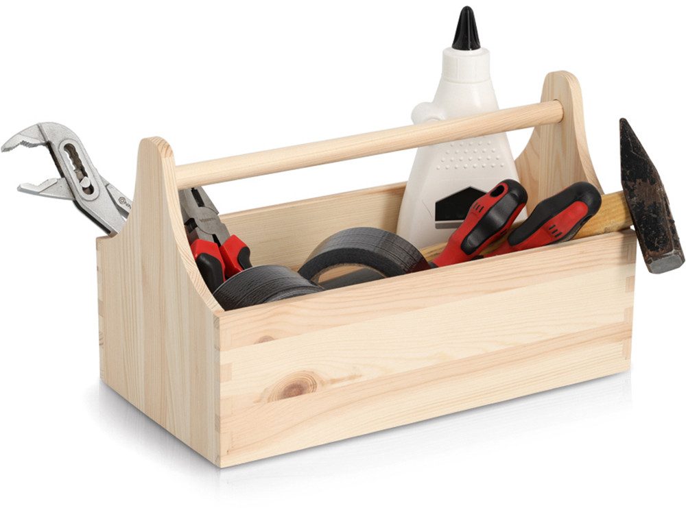Zeller Present Werkzeugbox Kiefer, natürliches Holz, vielseitig, einfach tragbar
