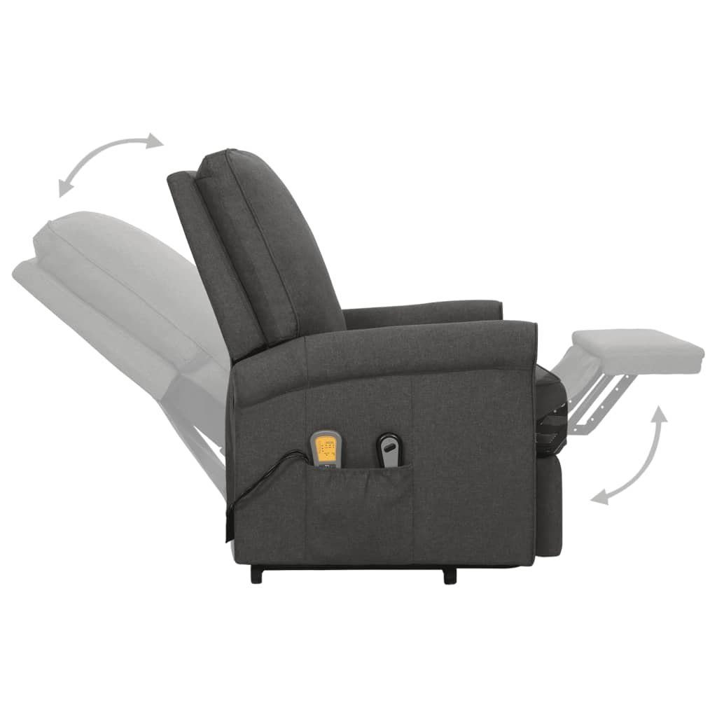 Massagesessel Stoff Massagesessel vidaXL mit (1-St) Aufstehhilfe Dunkelgrau