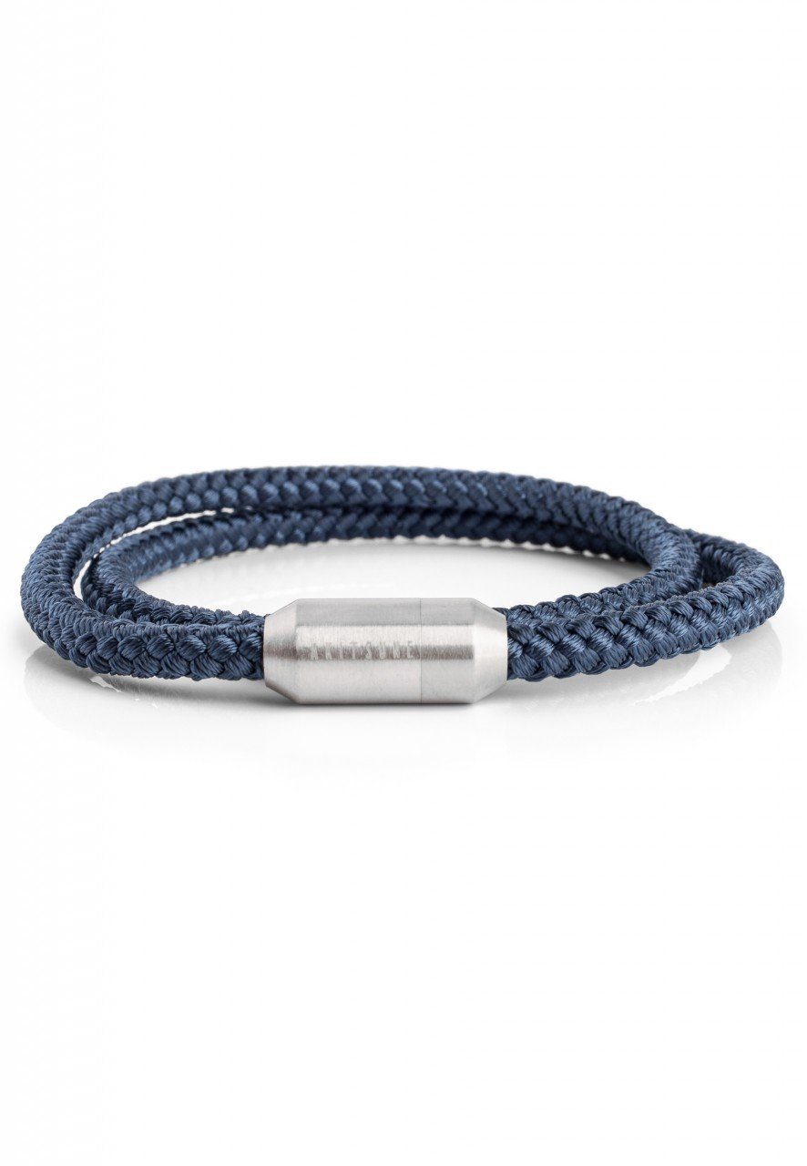 Akitsune Armband Mare Nylon Bracelet Mattsilber - Navyblau 19 cm