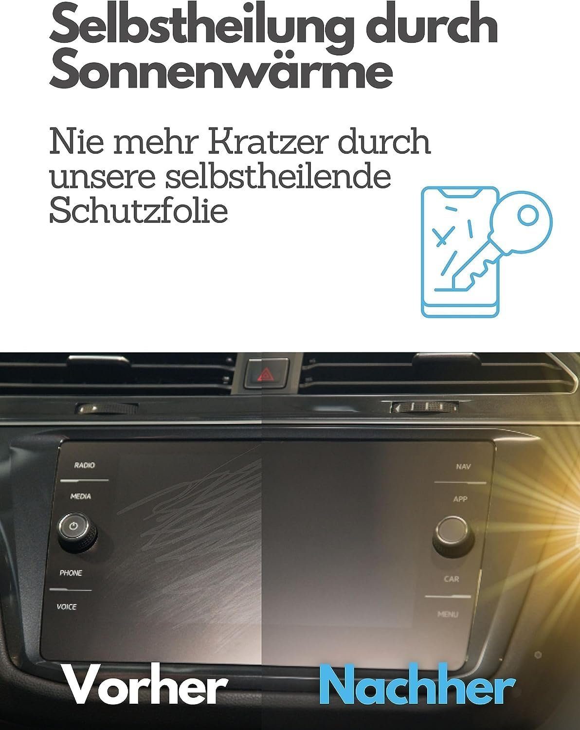 DISSKIN Displayschutzfolie DISSKIN Displayschutzfolie für VW T-Cross Discover Media ab 2024 MATT für Discover Media, 1 Stück, Anti-Fingerabdruck-Beschichtung