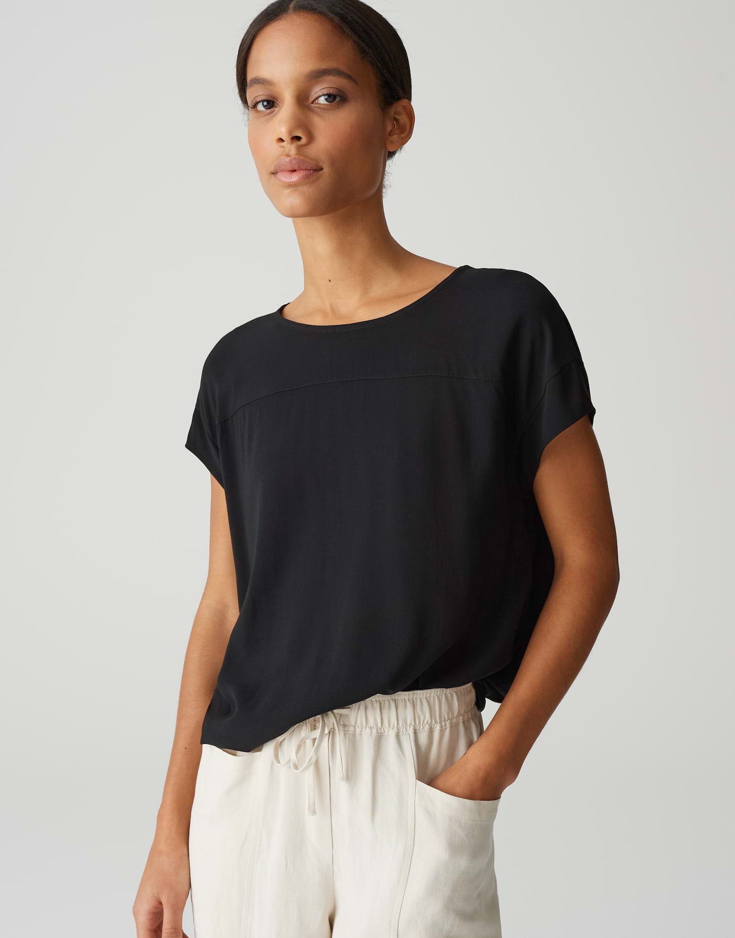 OPUS Kurzarmshirt SESONNE Regular im Materialmix günstig online kaufen