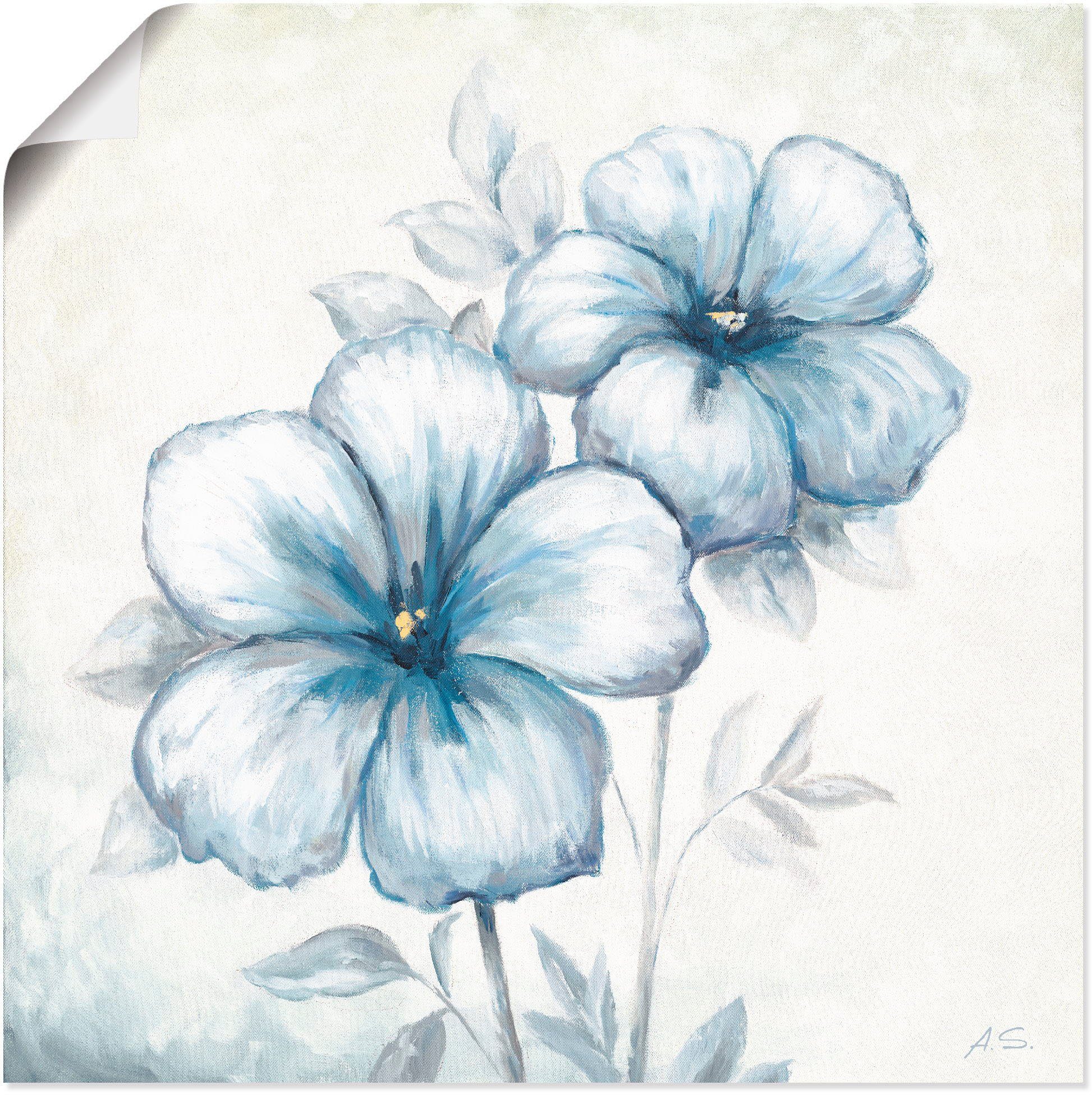 Artland Wandbild Leinwandbild, Alubild, als Poster in Blauer Größen versch. Mohn, oder St), Blumen (1 Wandaufkleber