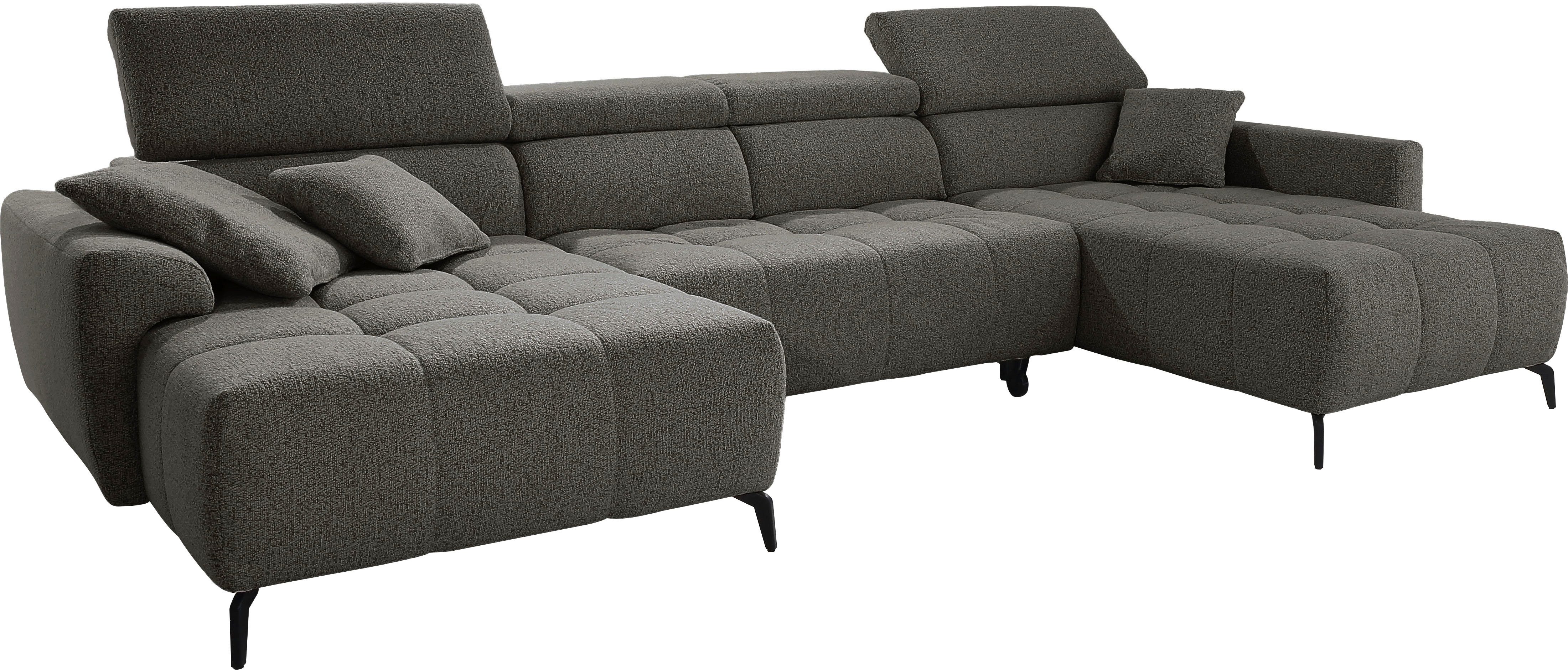 Jockenhöfer Gruppe Wohnlandschaft Ultima, U-Form, B: 363cm, mit 60 cm elektrischer Sitztiefenverstellung, 140kg Belastbarkeit je Sitz, verstellbaren Kopfstützen, USB-Ports