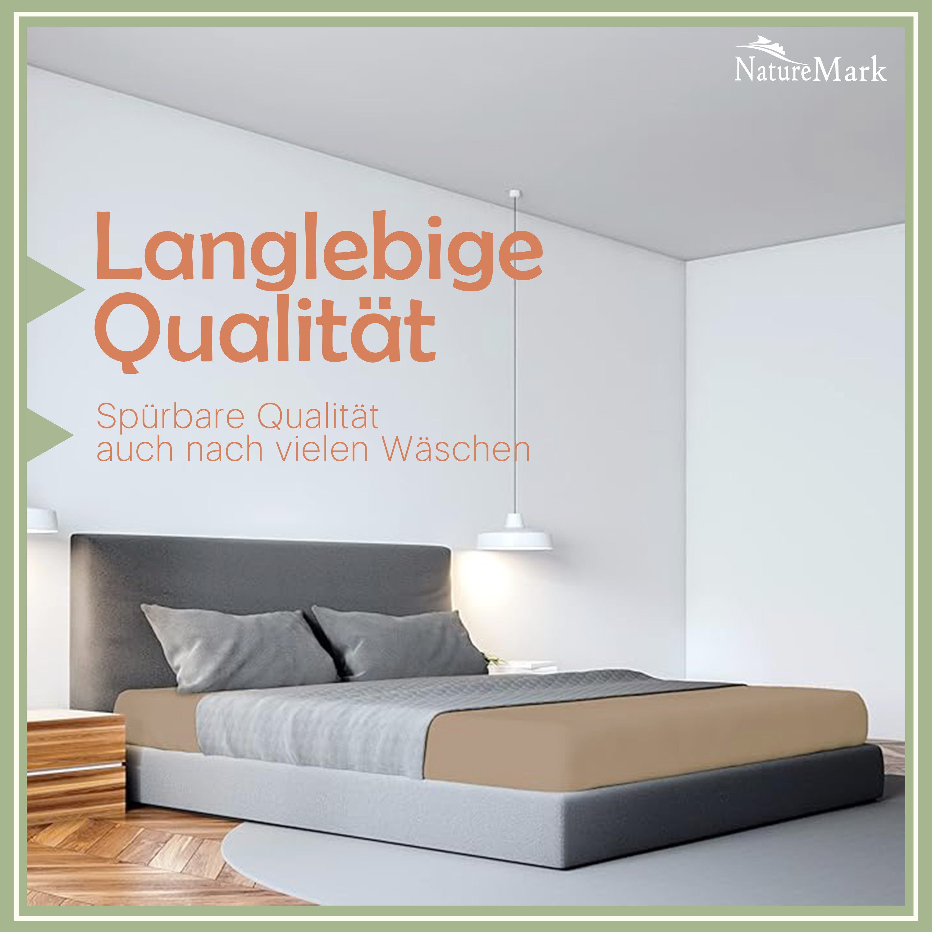 NatureMark Spannbettlaken Mikrofaser Spannbetttuch, Polyester, Gummizug: rundum, viele Größen und Farben Markenware, 200x220 cm, Sand – Bild 4 von 5
