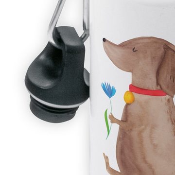 Mr. & Mrs. Panda Trinkflasche Hund Blume - Weiß - Geschenk, Haustier, Hundebesitzer, Vierbeiner, Sp, Fröhliche Motive