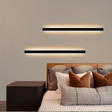 ZMH LED Wandleuchte Innen Wohnzimmer 100CM Beleuchtung schwarz Mit 3 Magnethaken, LED fest integriert, warmweiß, 100 * 9 * 4,5 cm