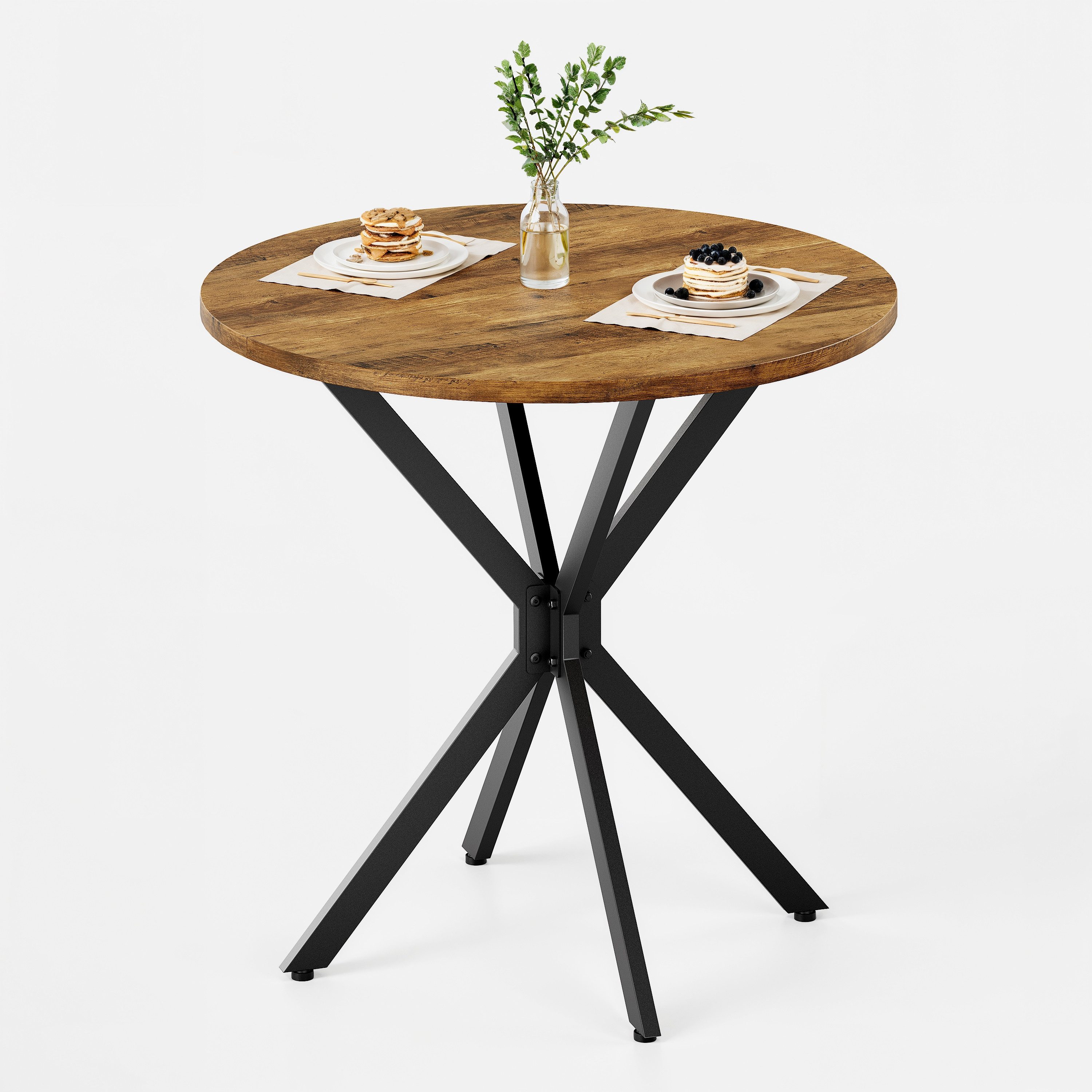 BlingBin Esstisch Küchentisch Quadratisch Esszimmertisch mit Spinnenfuß Kleiner Tisch (1 Stück, 1-St., 80 x 75 cm), für 2-4 Personen für Küche, Esszimmer und Wohnzimmer