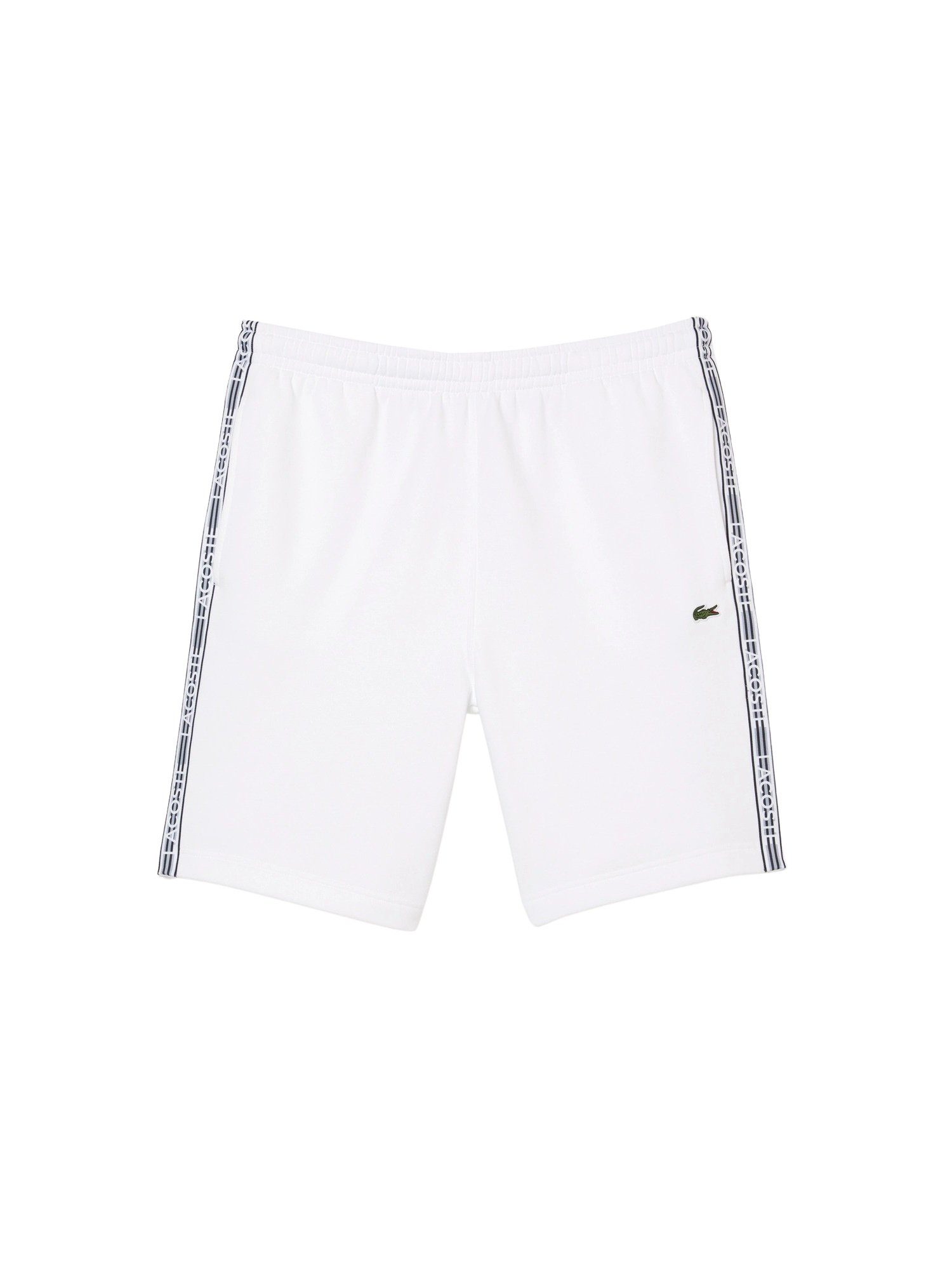 (1-tlg) Sweatshorts weiß Shorts Lacoste Baumwoll-Flanell aus elastischem Hose mit