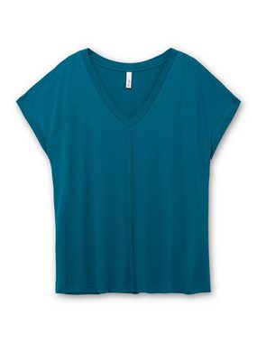 Sheego T-Shirt Große Größen mit V-Ausschnitt und Zierpaspel vorn