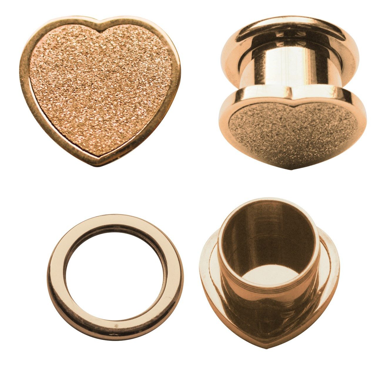 Adelia´s Plug Piercing - Plug 316L Stahl Herz, Motiv Herz, 11 mm Länge, 316L Stahl