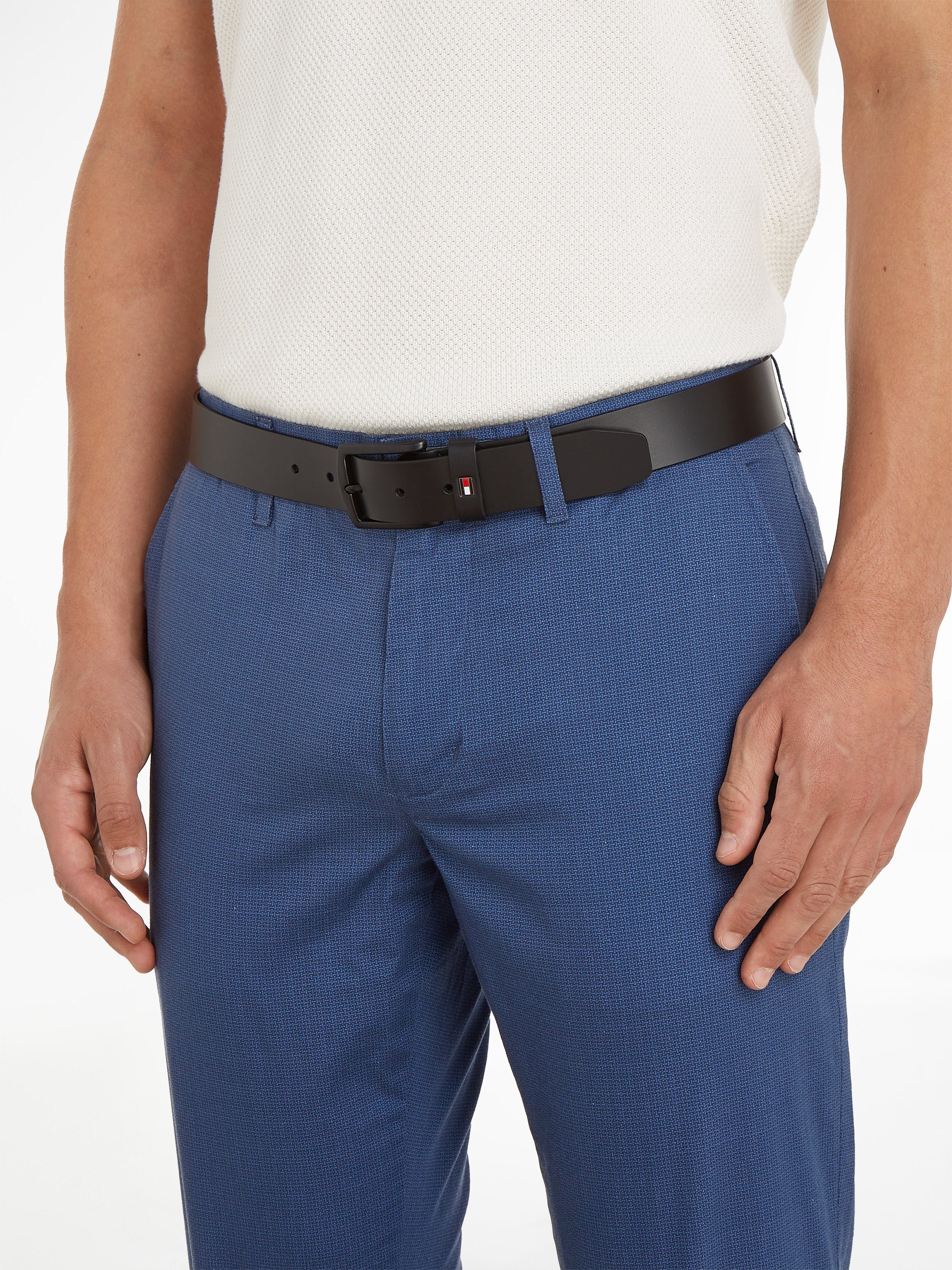 Tommy Hilfiger Ledergürtel Denton Matte 3,5 cm breit mit mattschwarzer Schn günstig online kaufen