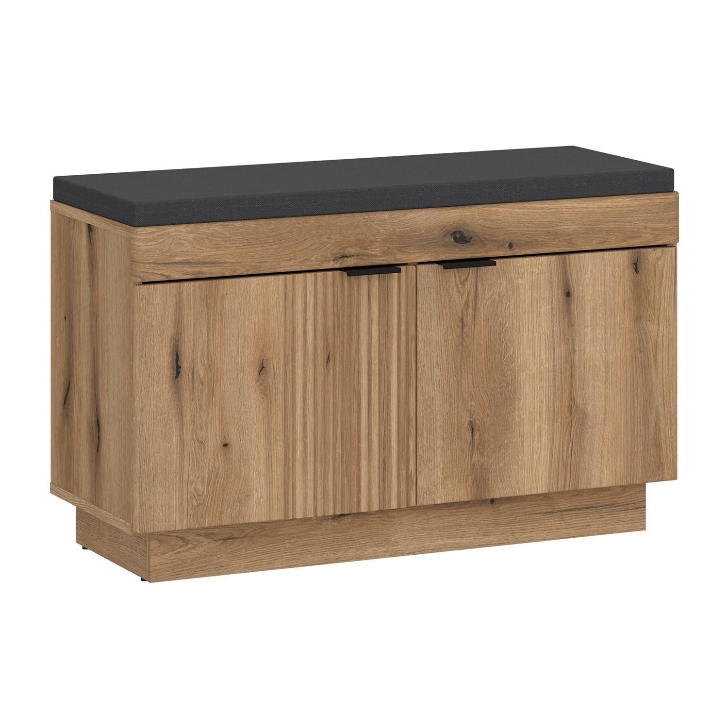 Meble Wójcik Sitzbank DELAMAR, Coast Evoke Eiche Dekor, MDF, 2 Türen, Soft-Close-Funktion, inkl. Sitzkissen, B 88 x H 58 x T 40 cm