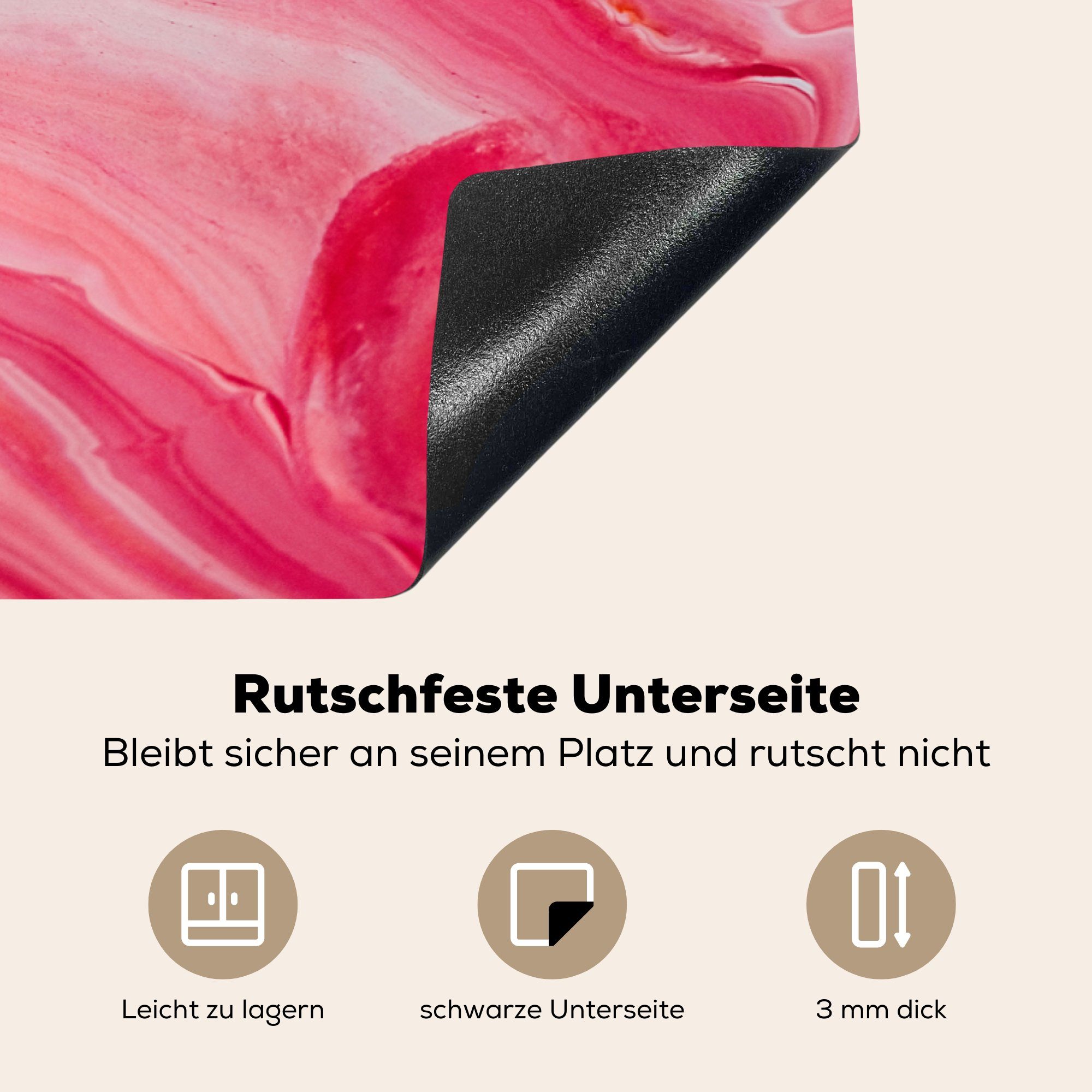 MuchoWow Herdblende-/Abdeckplatte Rosa, tlg), für Schutz Marmor küche, die Ceranfeldabdeckung Induktionskochfeld 81x52 - cm, - Vinyl, Achat (1