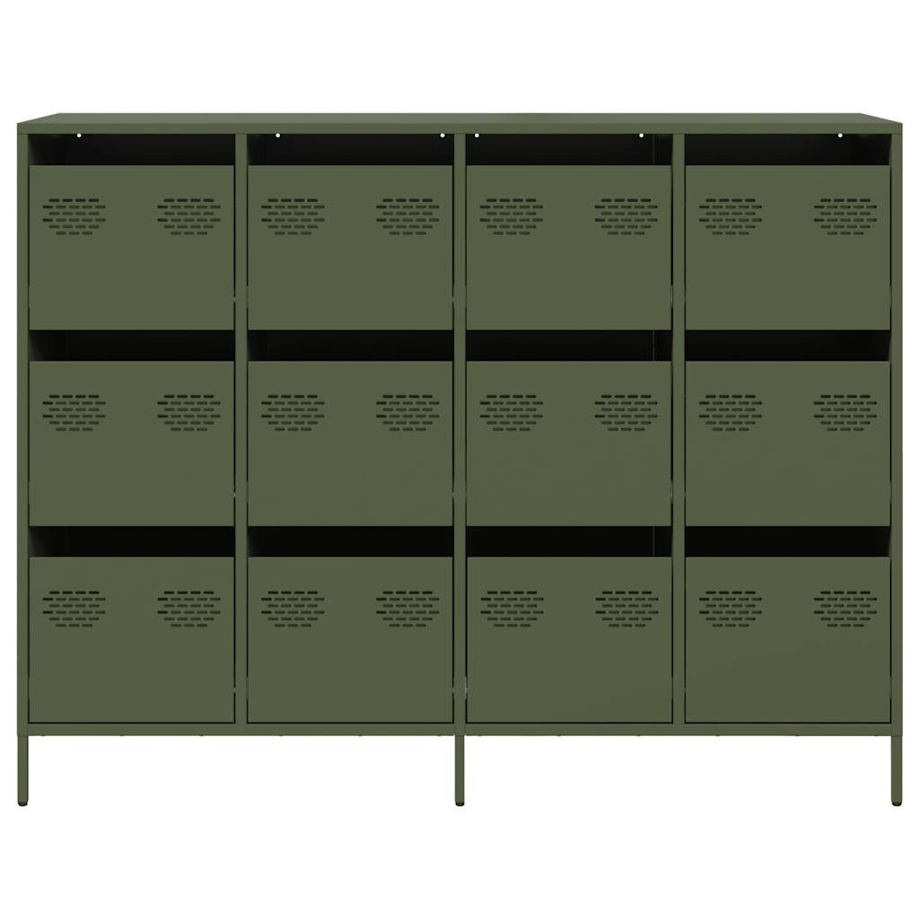 vidaXL Sideboard Sideboard Olivgrün 135x39x103,5 cm Kaltgewalzter Stahl (1 St)