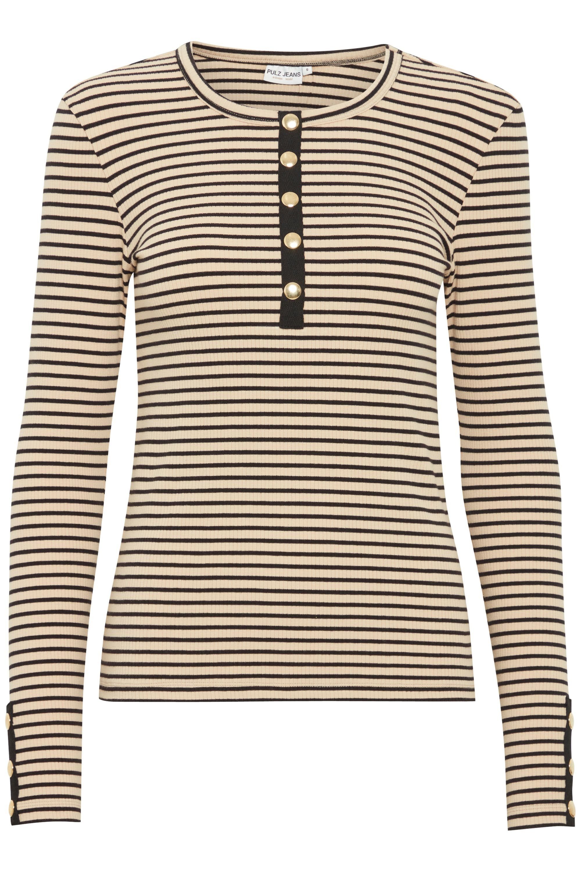 Pulz Jeans Irish Cream 50207348 Striped - Longsleeve Long (200798) Tshirt Sl PZHAVANA