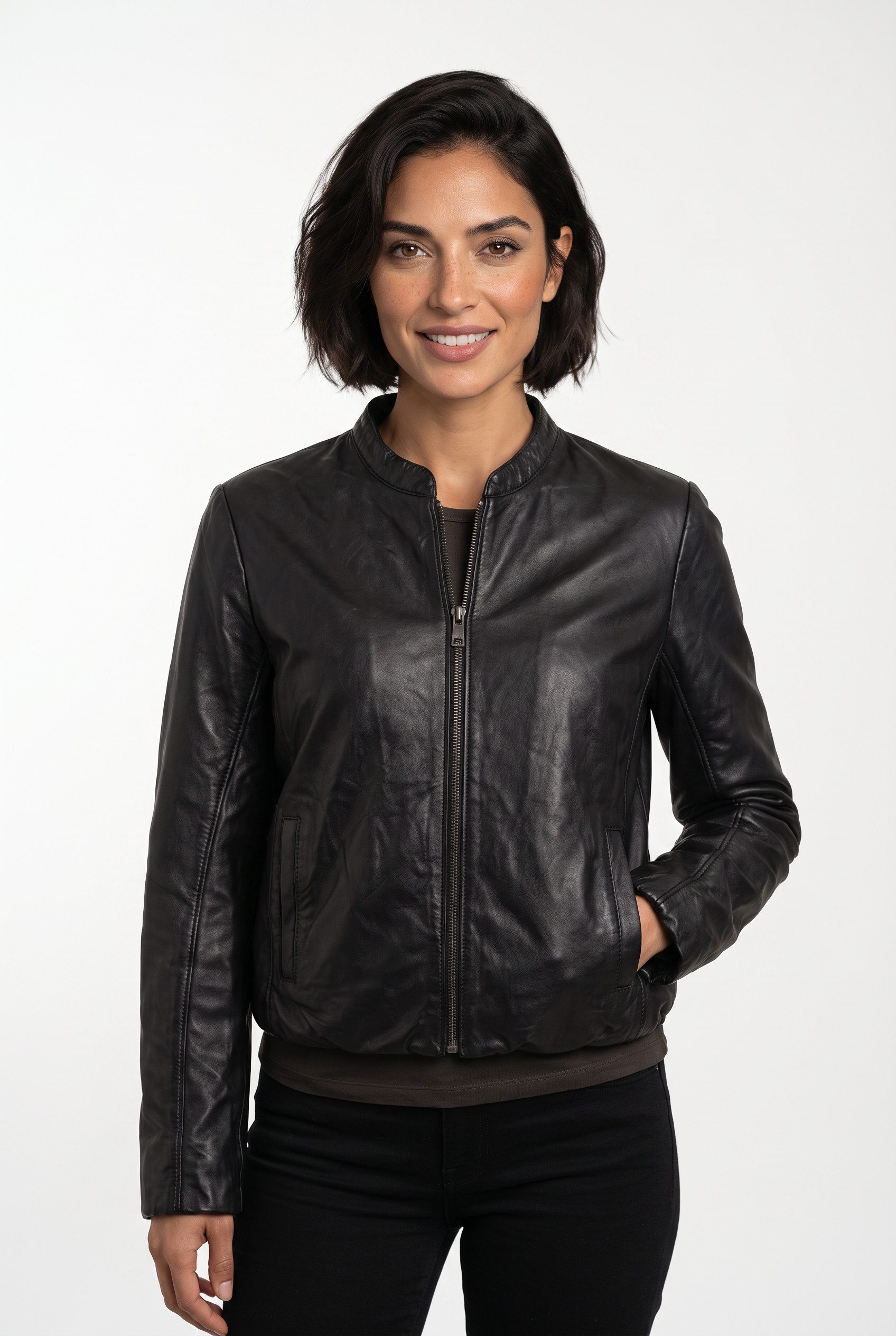 Mauritius Lederjacke MWSvala mit elastischen Saum- und Ärmelabschlüssen