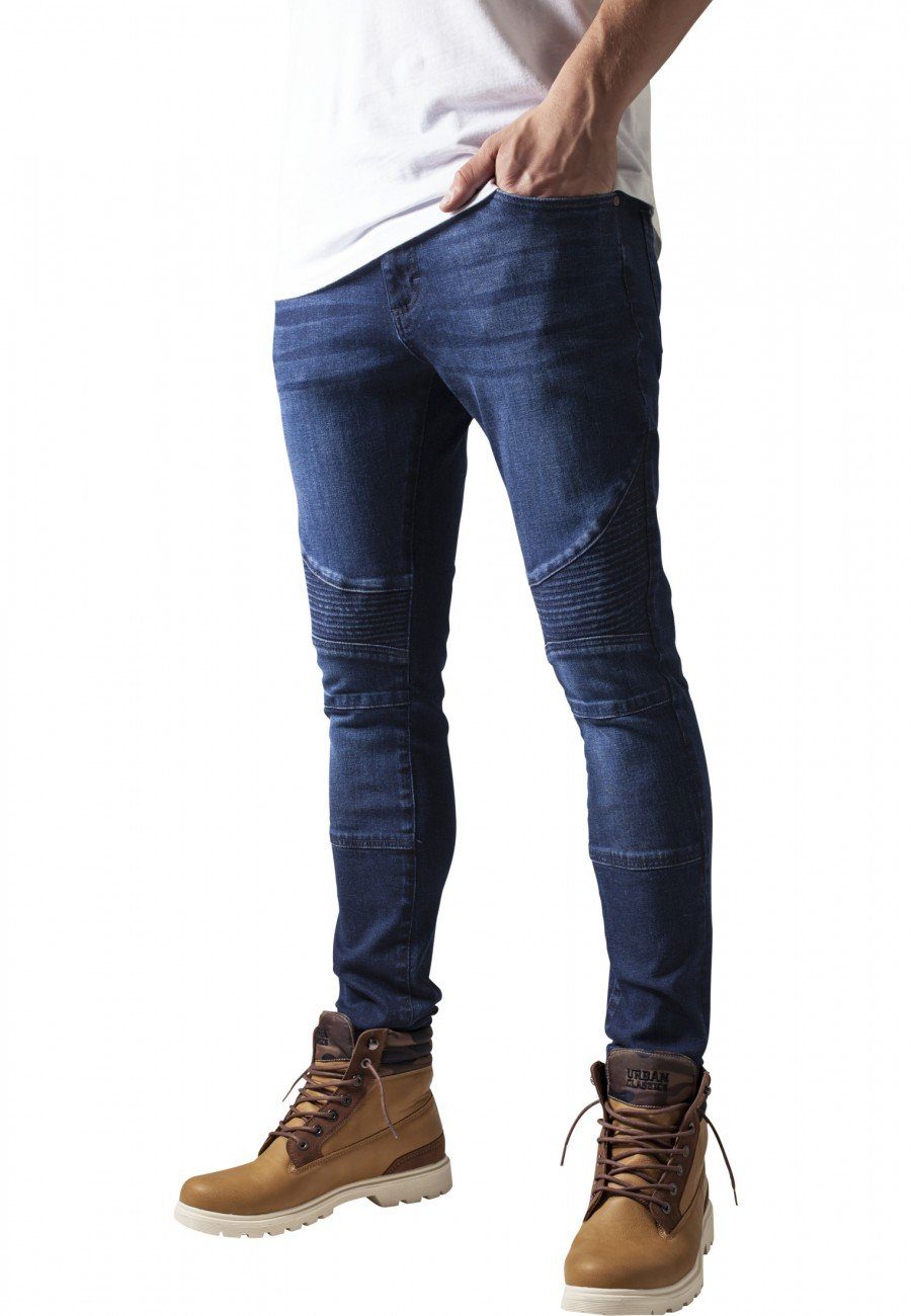URBAN CLASSICS Slim-fit-Jeans Biker Jeans Jeanshose mit Stretch Darkblue (00800)