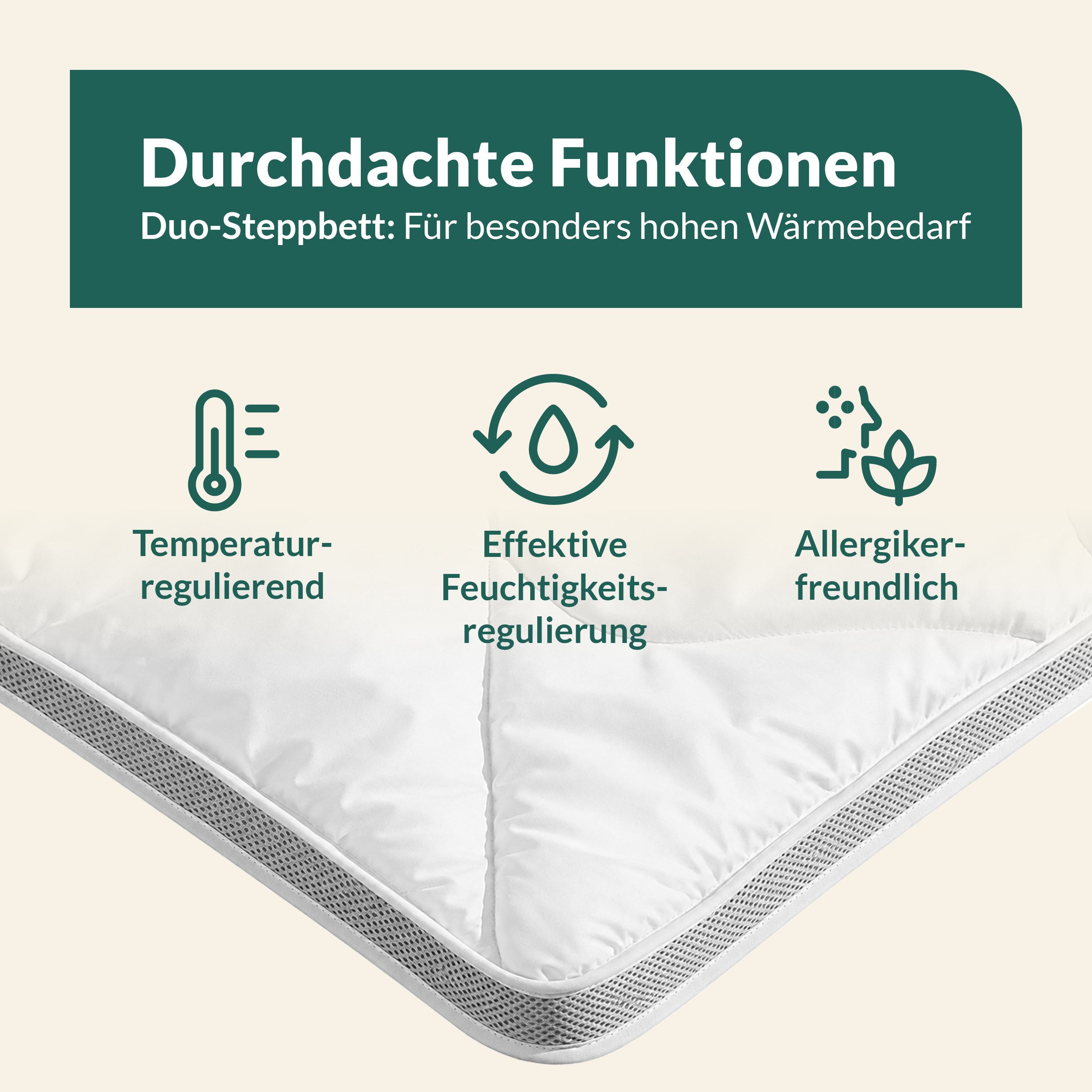 fan Microfaserbettdecke Climacontrol® II, Bettdecken für den Winter, Made in Germany, Füllung: 100% Polyester, Bezug: 100% Baumwolle, Bettdecke 135x200 cm, 155x220 cm und weiteren Größen, Decke