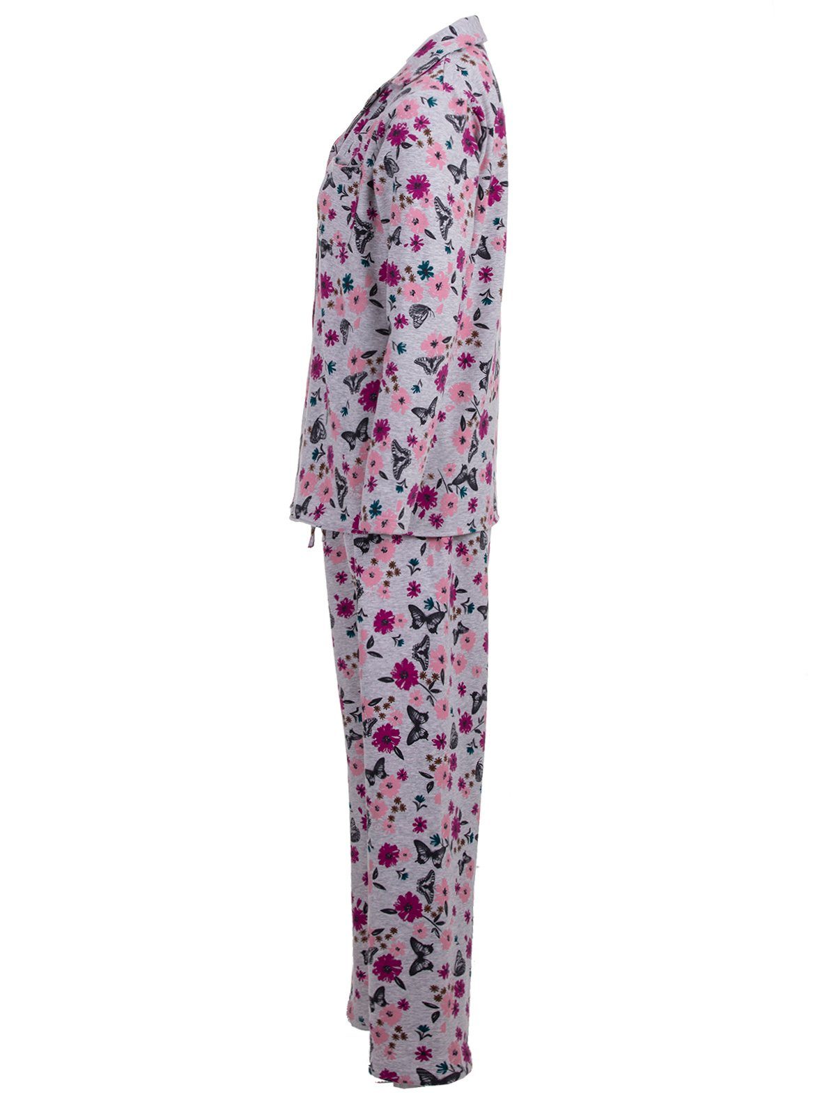 zeitlos Schlafanzug Pyjama Set Thermo - Butterfly Knopfleiste günstig online kaufen