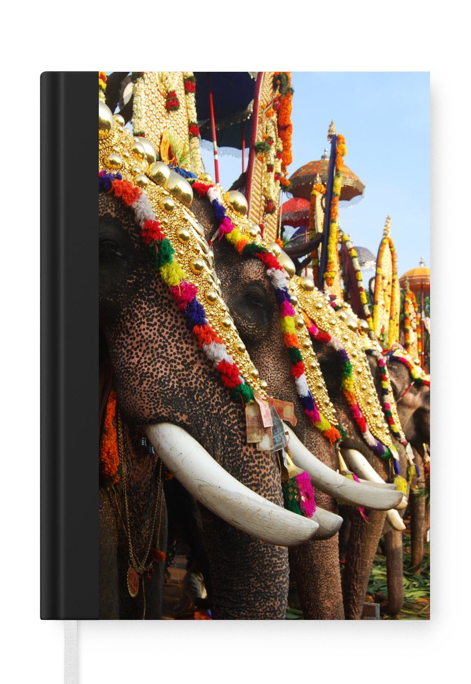 MuchoWow Notizbuch Elefant - Parade - Tiere, Journal, Merkzettel, Tagebuch, Notizheft, A5, 98 Seiten, Haushaltsbuch