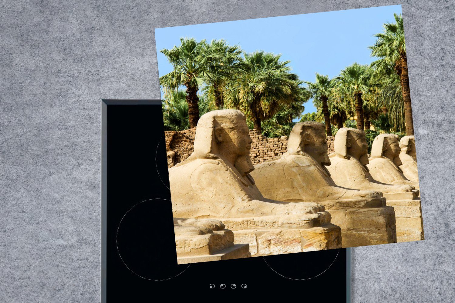 Vinyl, Sphinx 78x78 cm, Ägypten, tlg), in Arbeitsplatte Herdblende-/Abdeckplatte Ceranfeldabdeckung, MuchoWow (1 küche für