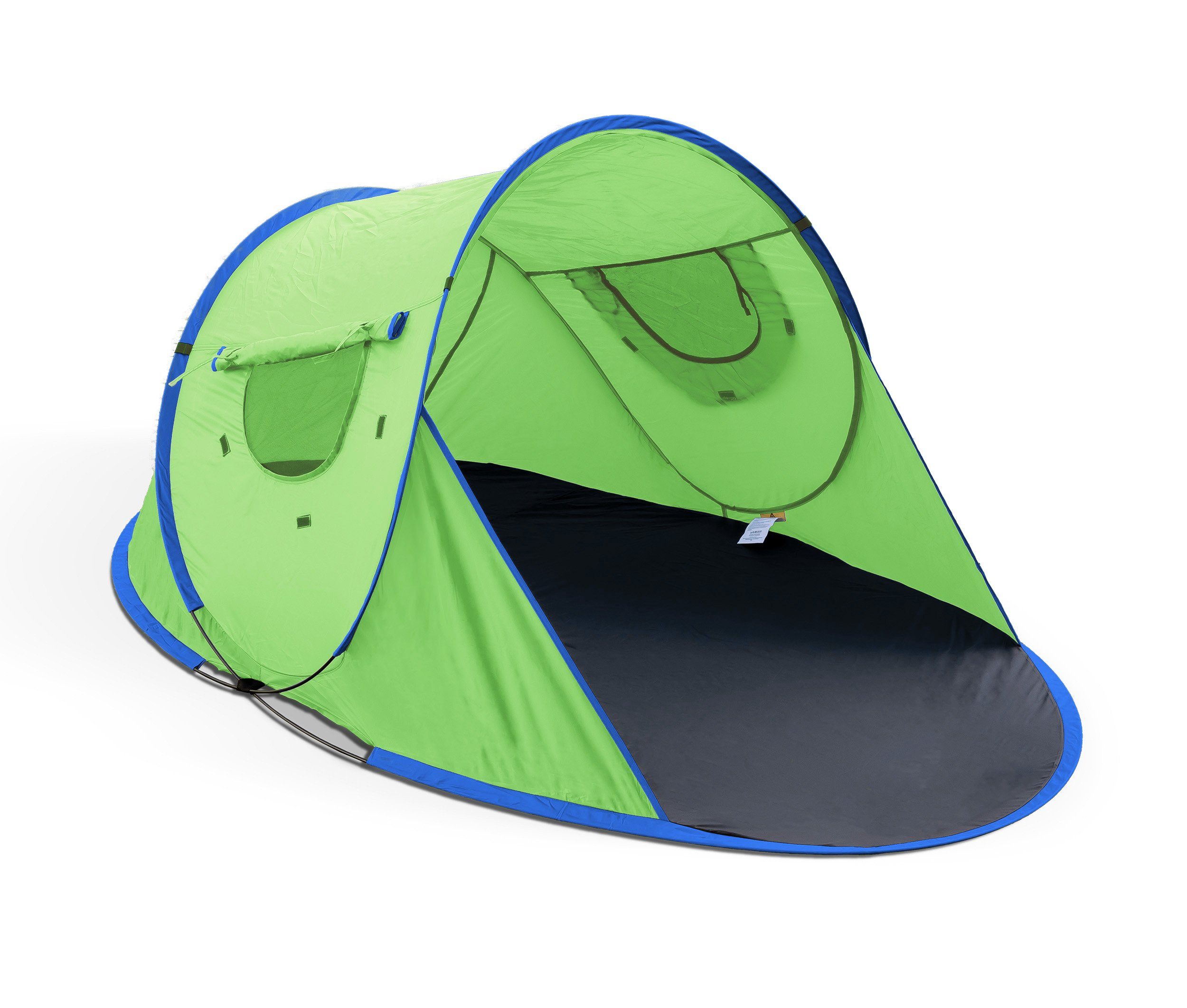IC Home Strandmuschel Pop up Strandmuschel Deep mit UV Schutz, ca. 200 x 120 x 90/70 cm, Personen: 2, inkl. Tragetasche, Seile & Heringe, UV-Schutz 30, Strandzelt