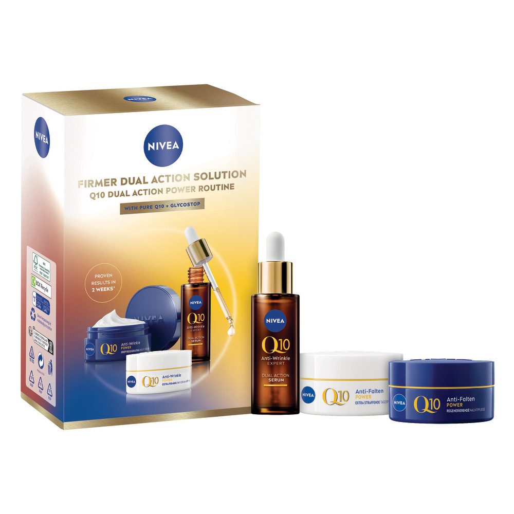 Nivea Gesichtspflege-Set Q10 DUAL ACTION POWER ROUTINE-SET, 3-tlg., mit Creme-Textur, für alle Hauttypen