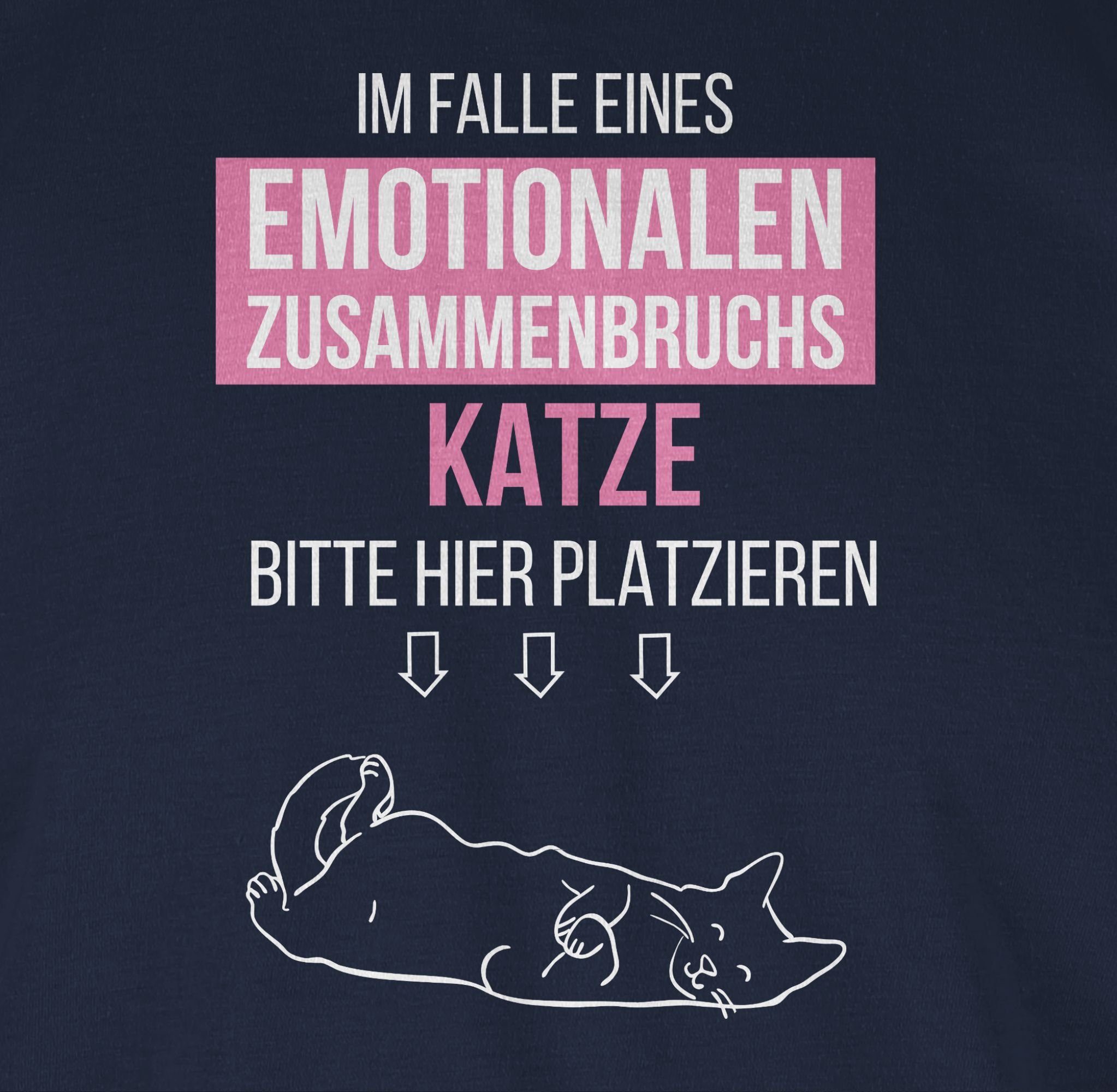 Damen Shirts Shirtracer T-Shirt Im Falle eines emotionalen Zusammenbruchs Katze hier platzieren - Sprüche Statement mit Spruch -