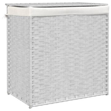 vidaXL Wäschekorb Wäschekorb mit 2 Fächern Weiß 53x35x57 cm Poly Rattan (1 St)
