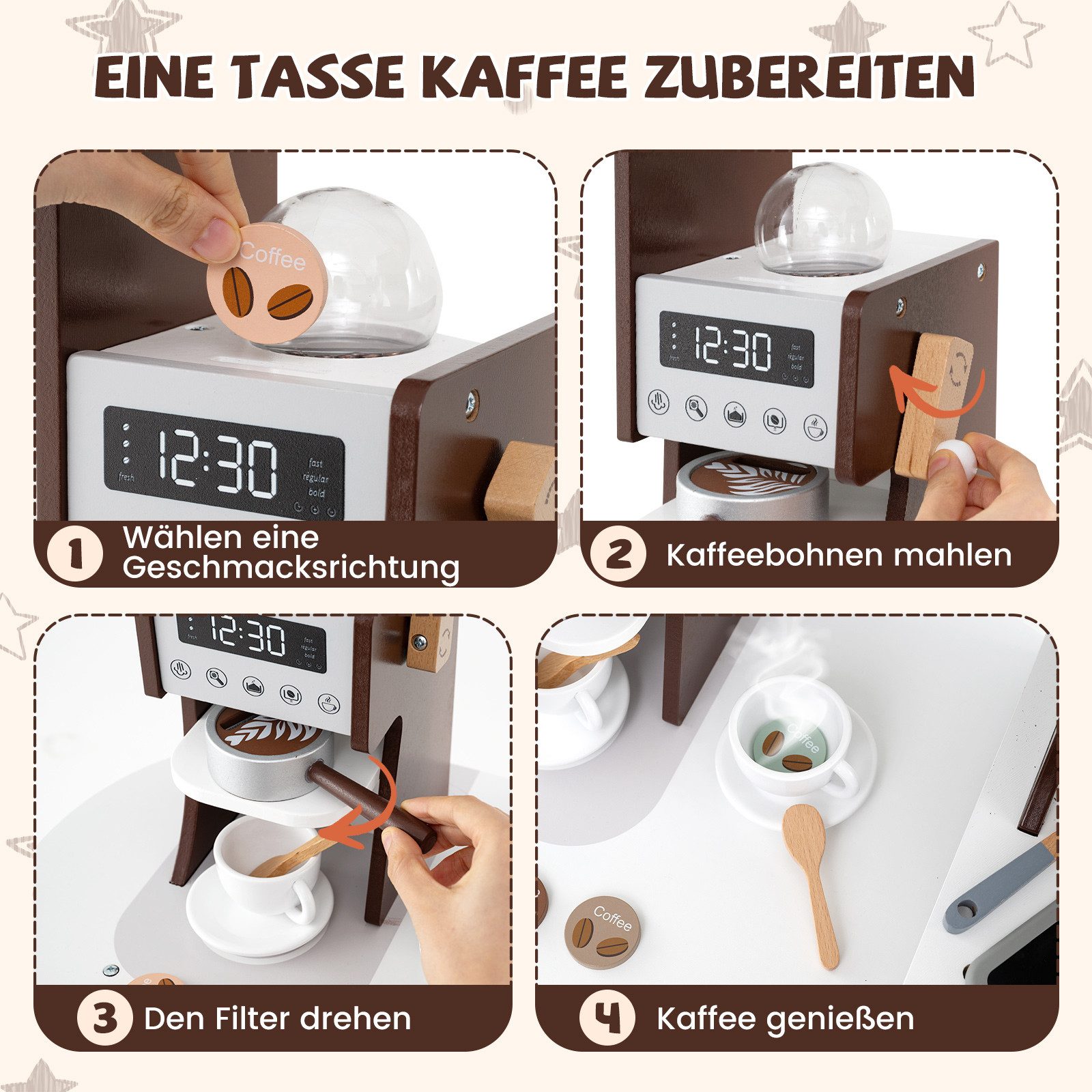 COSTWAY Spielküche Holz, Eck Kinderküche Holz günstig online kaufen
