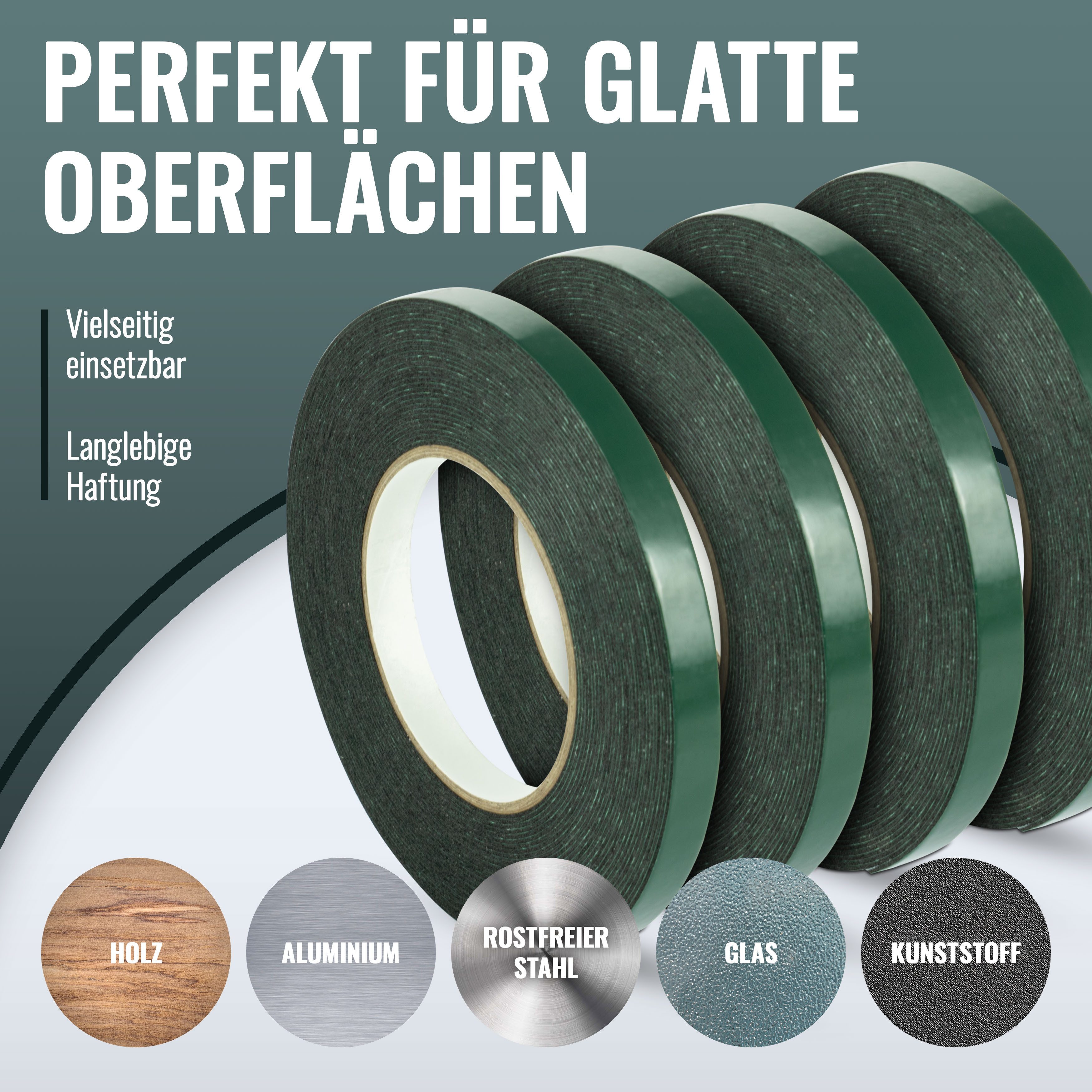 Poppstar Klebeband Doppelseitiges Schaumstoff-Klebeband (1-St) Montage-Band (10m x 12mm x 1mm), schwarz – Bild 4 von 5